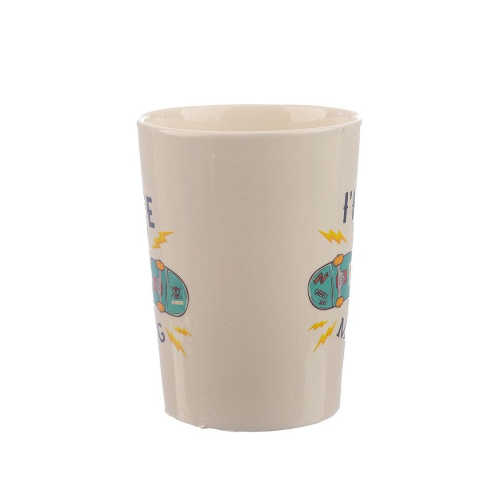 Skateboard Slogan Ceramic Shaped Handle Mug  - Material: Ceramic (Dolomite) - Food Safe: Yes