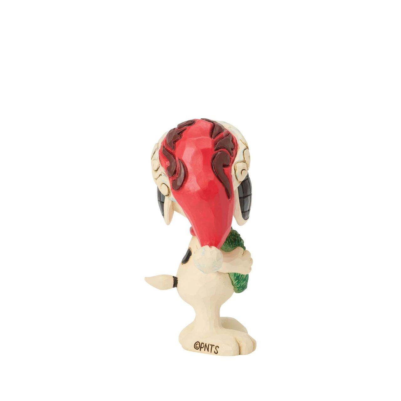 Snoopy holds a heart-shaped wreath in a Santa hat in this darling Jim Shore figurine. Small yet full of holiday charm, it celebrates friendship and Peanuts nostalgia with Christmas warmth.