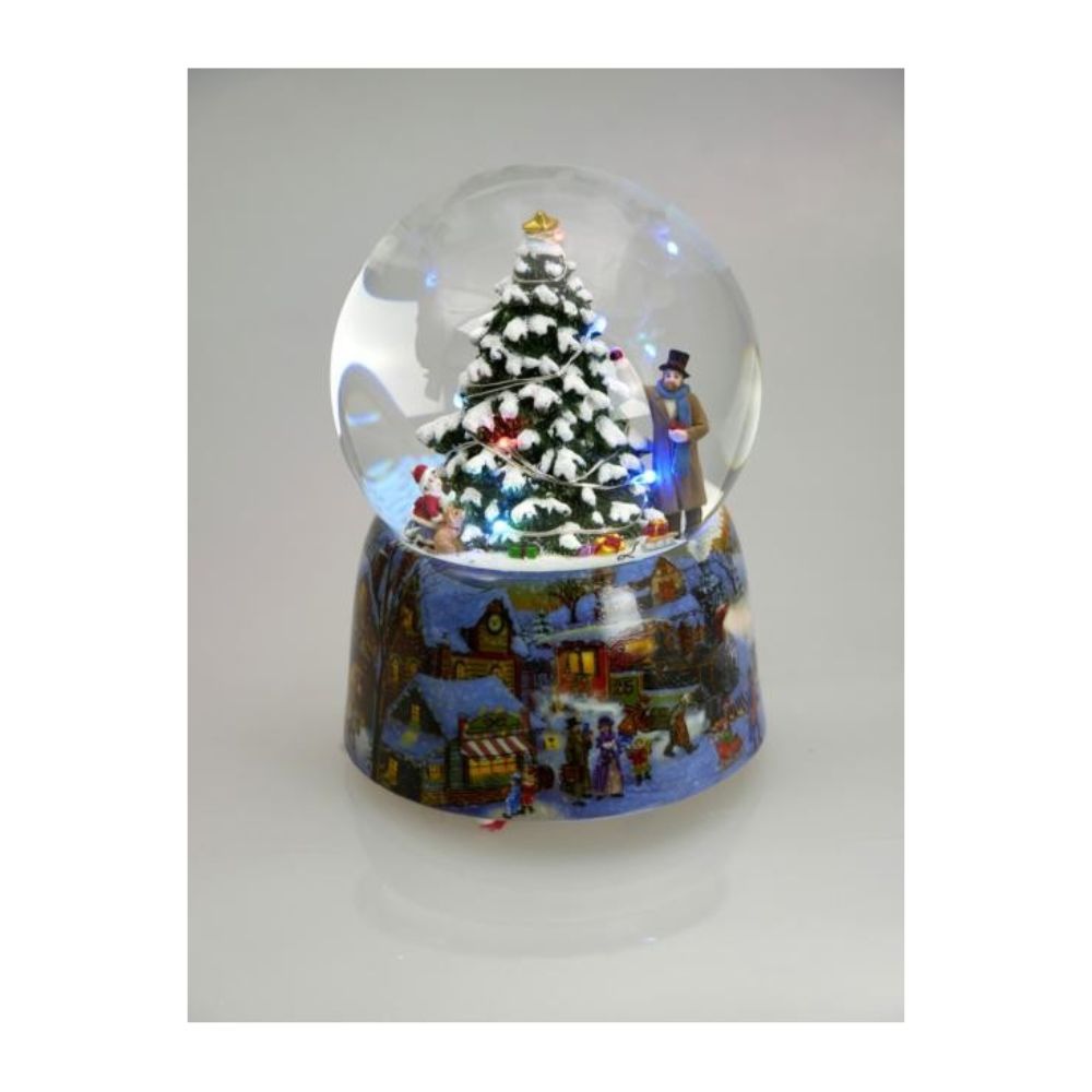 Snow Globe Illuminated Christmas Tree  The Christmas tree inside this 100 mm globe lights up while the melody “O Christmas tree” plays.