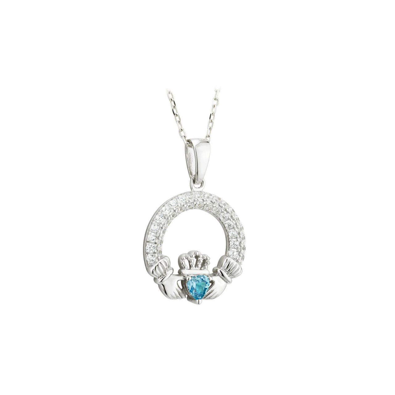 What better gift than a sterling silver Claddagh pendant set with the recipient’s own birthstone? People born in March are linked with aquamarine, and known for being honest, imaginative, trustworthy and excellent communicators.