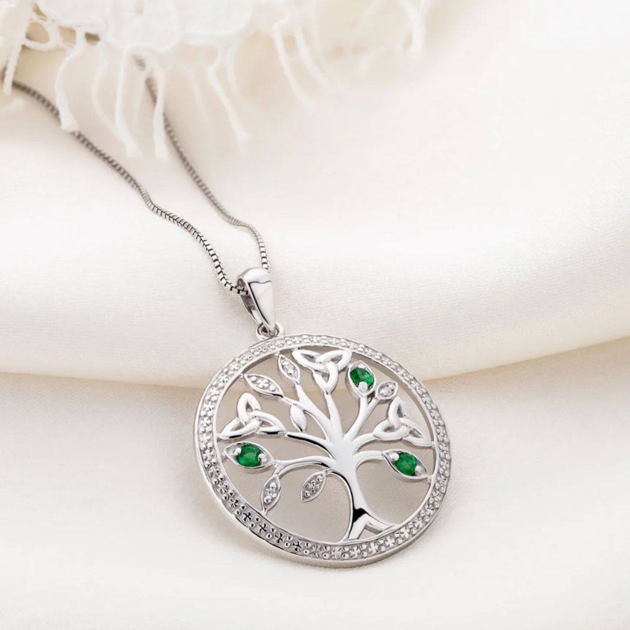 This sterling silver necklace celebrates the Celtic Tree of Life - a powerful symbol of rebirth that links heaven and earth. Its trunk and roots represent our Celtic heritage.