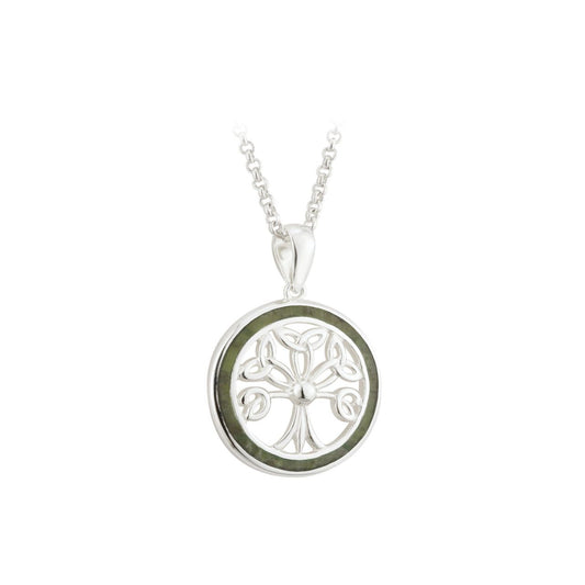 Silver Connemara Marble Tree Of Life Pendant  This beautiful sterling silver marble pendant features the Tree of Life overlaid on Connemara marble. The Tree of Life in this pendant dates back to the Celts who believed that trees were the source of all life.