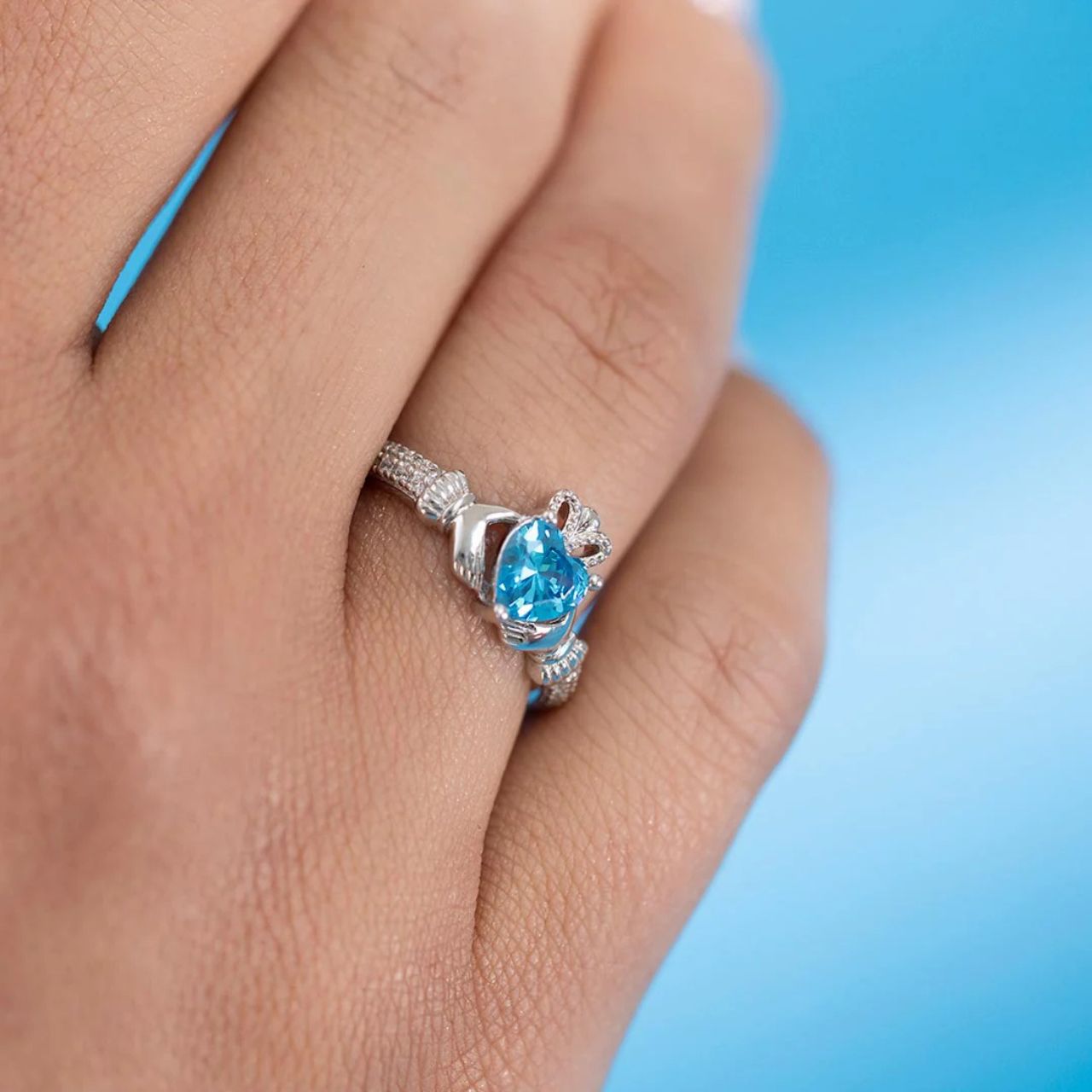 What better gift than a sterling silver Claddagh ring set with the recipient’s own birthstone? People born in March are linked with aquamarine, and known for being honest, imaginative, trustworthy and excellent communicators.