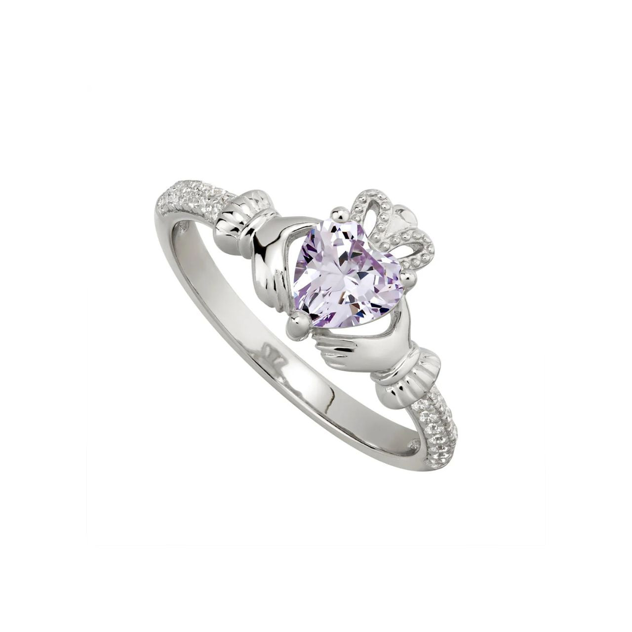 A June birthday is symbolised by a light amethyst stone in this ring. Signifying courage and empowerment, wearing light amethyst is linked with boosted confidence.