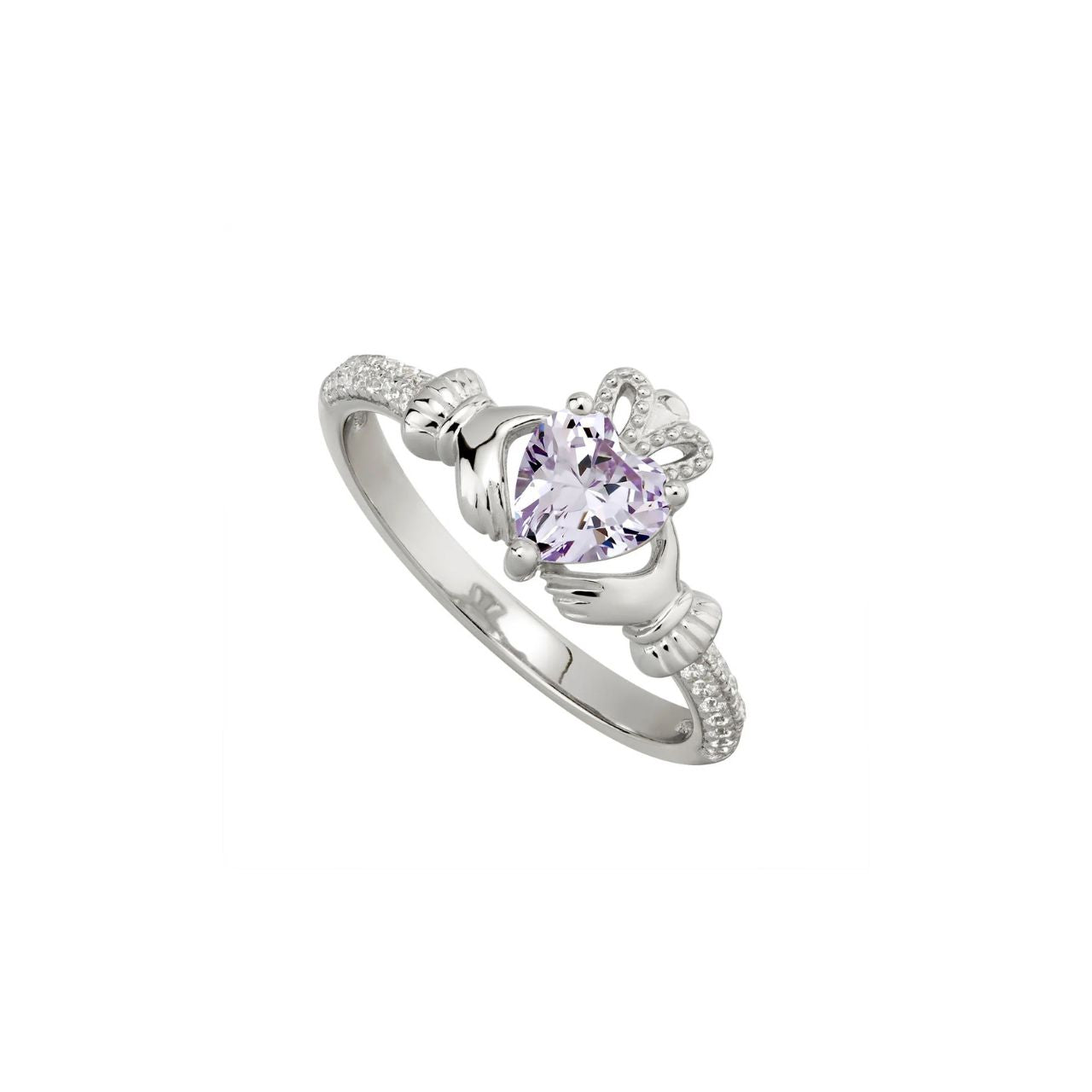 A June birthday is symbolised by a light amethyst stone in this ring. Signifying courage and empowerment, wearing light amethyst is linked with boosted confidence.