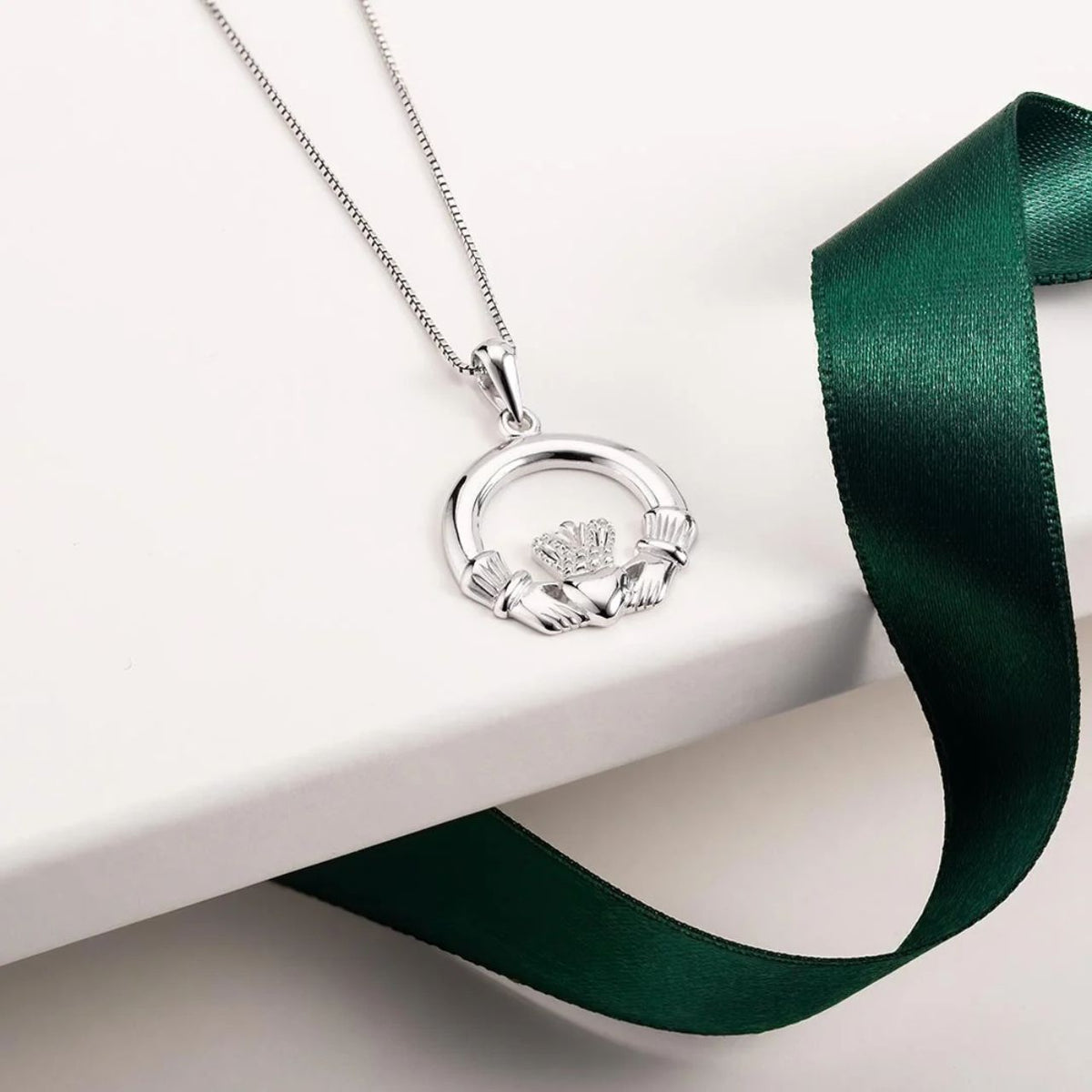 This traditional Claddagh necklace has been crafted in sterling silver metal. The Claddagh is a symbol of love, loyalty and friendship. Embrace Irish culture and heritage with this stunning Claddagh necklace.