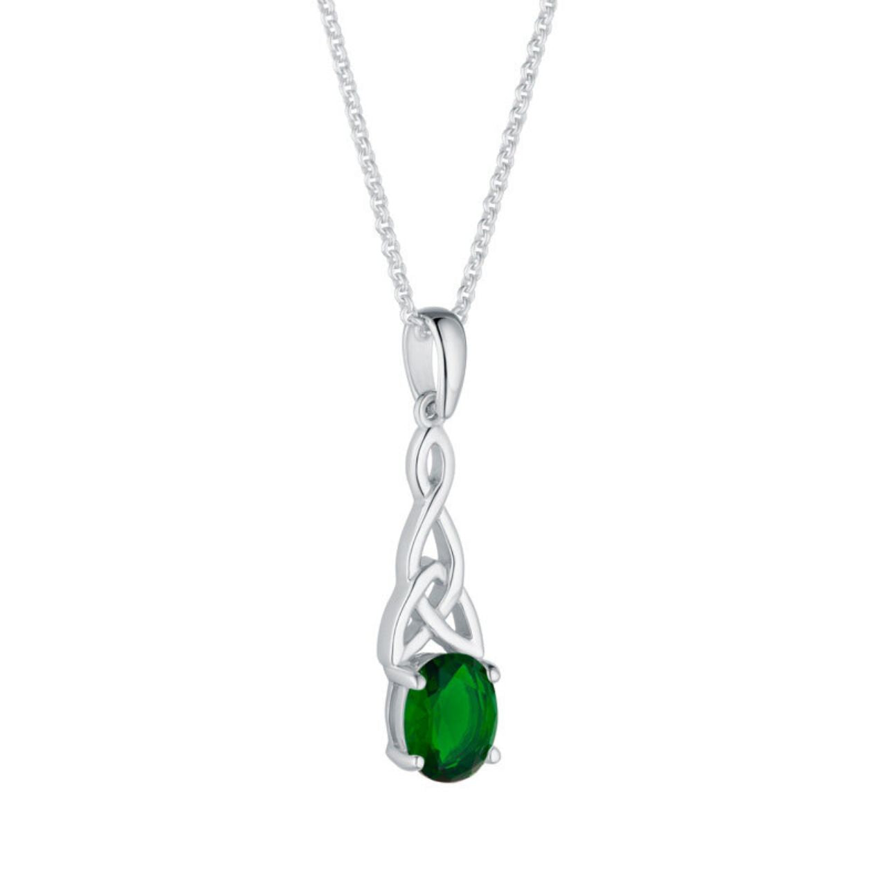 This sterling silver pendant brings both style and substance. The Trinity Knot symbol is deeply meaningful, its lack of ending or beginning representing the eternal nature of the human spirit. The oval-shaped green cubic zirconia is a nod to the Emerald Isle itself. A beautiful piece that stylishly conveys its Irish heritage.