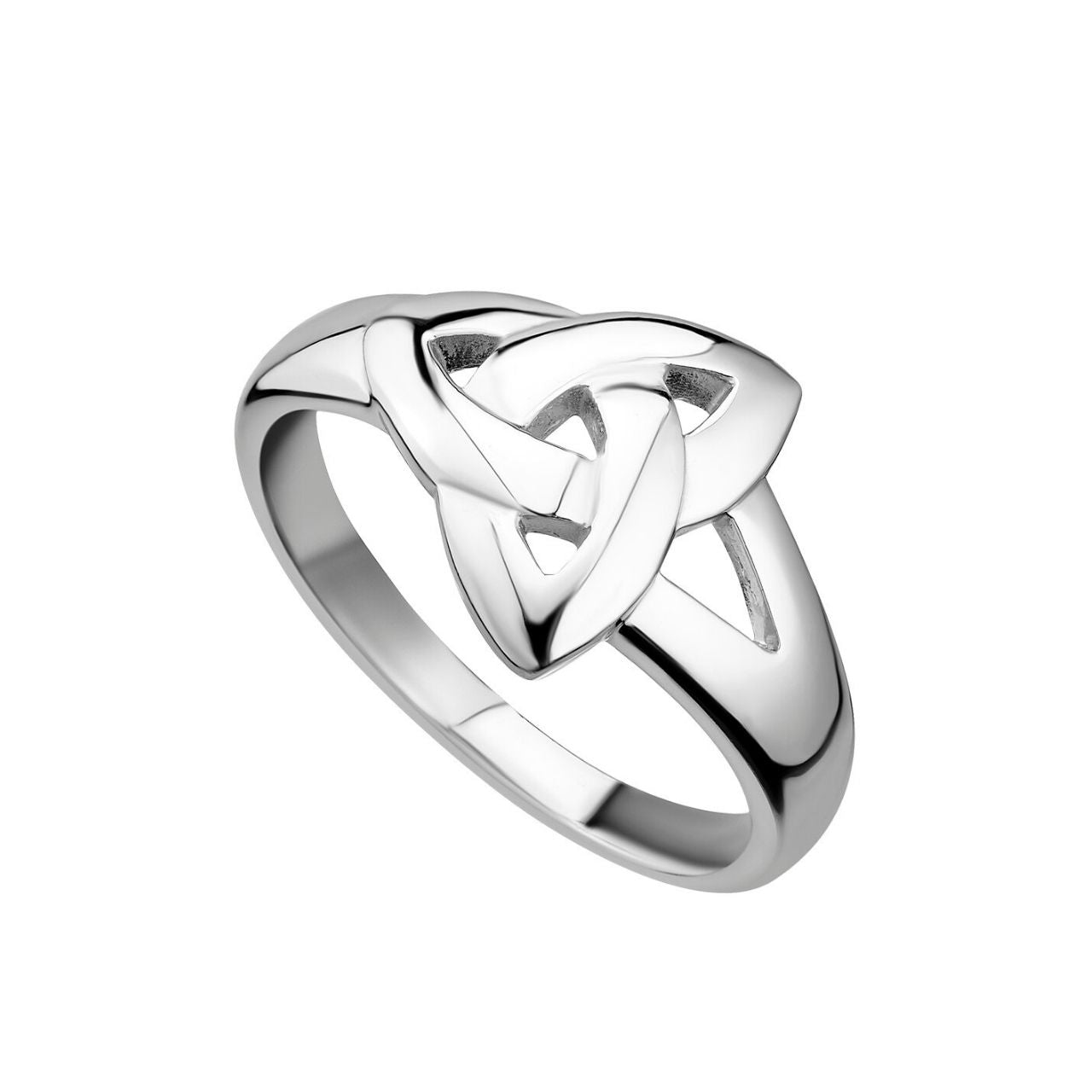Sterling Silver Plain Trinity Knot Ring by Solvar  This sterling silver Trinity Knot ring is simple and effortlessly stylish. The tale of the Trinity Knot in this sterling silver ring dates back centuries, when monks devoted themselves to illustrating the gospels. The result was the richly decorated knot-work which today is instantly recognisable as Irish, and evokes Celtic culture.