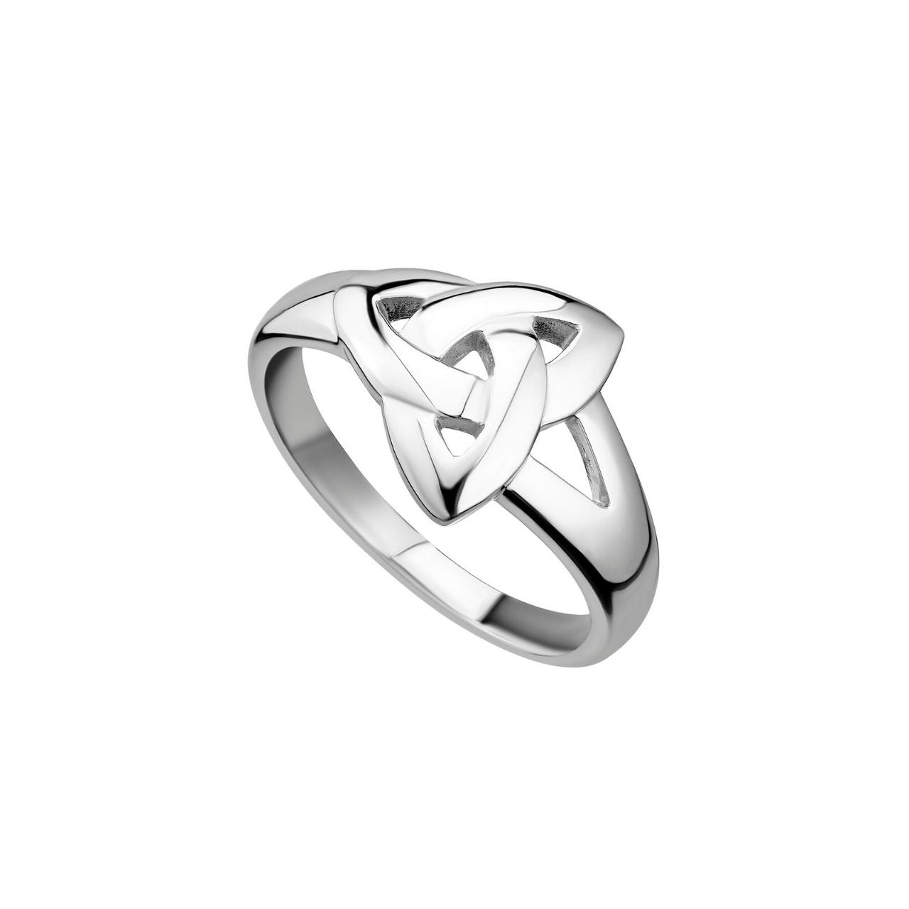 Sterling Silver Plain Trinity Knot Ring by Solvar  This sterling silver Trinity Knot ring is simple and effortlessly stylish. The tale of the Trinity Knot in this sterling silver ring dates back centuries, when monks devoted themselves to illustrating the gospels. The result was the richly decorated knot-work which today is instantly recognisable as Irish, and evokes Celtic culture.
