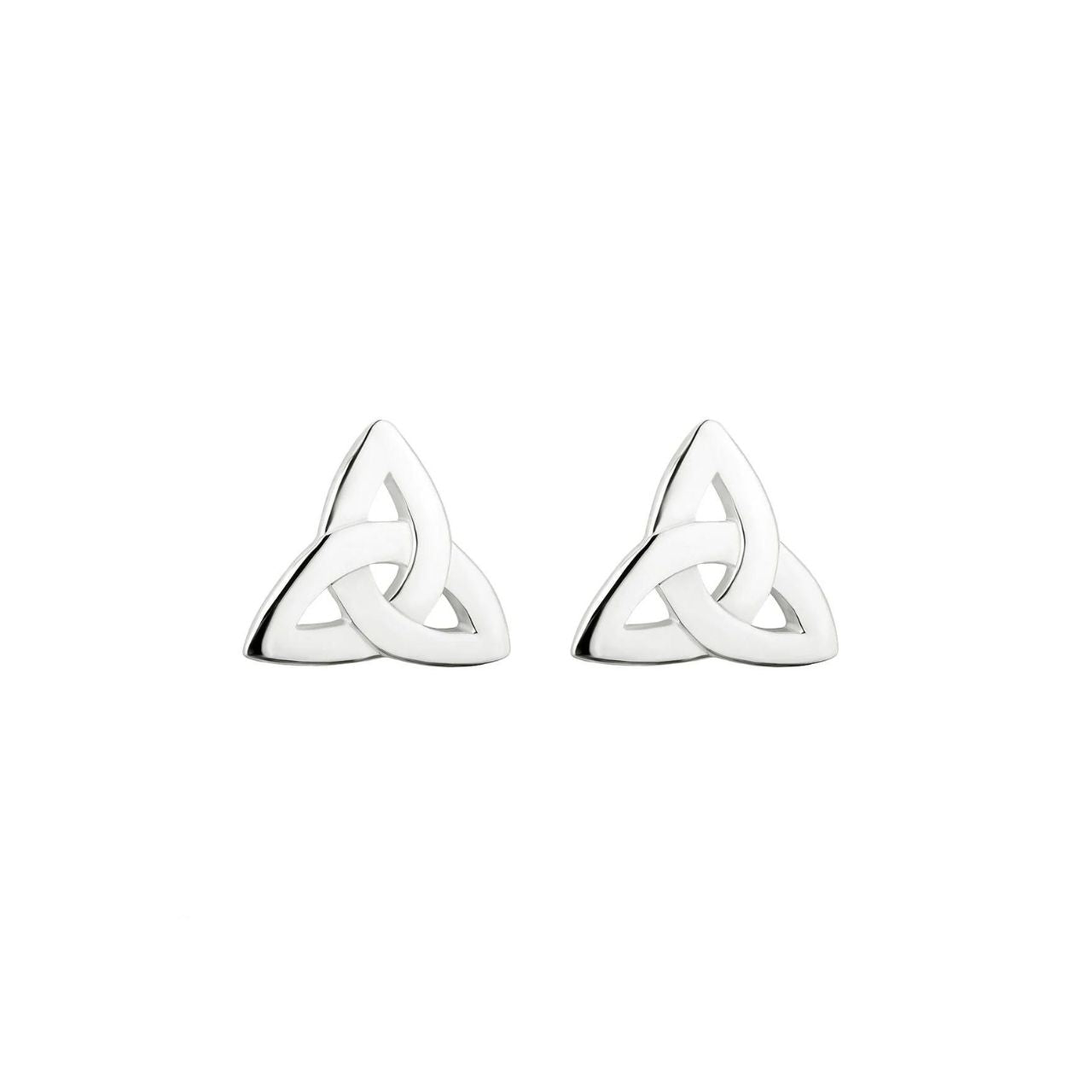 These sterling silver stud earrings feature the symbolic Trinity Knot. Legend has it that monks used to work tirelessly to illustrate the gospels, and the result is the Trinity Knot. The design has no beginning and no end, signifying eternal life and endless love. These sterling silver stud earrings have been Irish hallmarked in Dublin Castle.