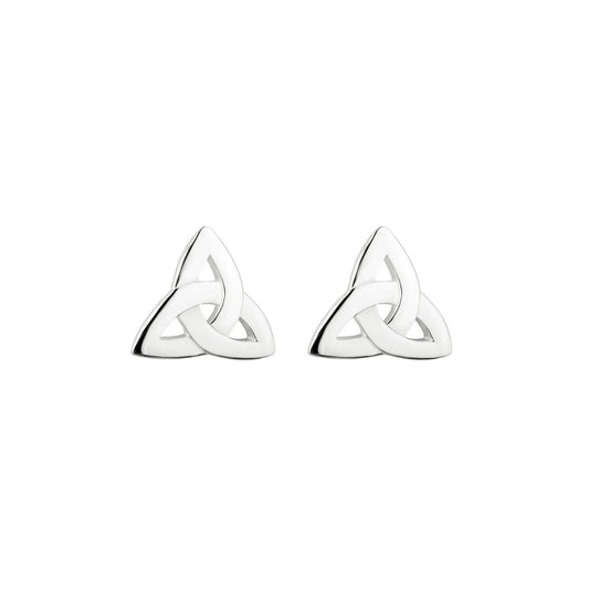 These sterling silver stud earrings feature the symbolic Trinity Knot. Legend has it that monks used to work tirelessly to illustrate the gospels, and the result is the Trinity Knot. The design has no beginning and no end, signifying eternal life and endless love. These sterling silver stud earrings have been Irish hallmarked in Dublin Castle.