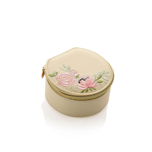 This jewellery box features an intricate pastel floral design set against the on-trend muted yellow faux leather. With a stylish gold zip, this would make a thoughtful gift idea for any jewellery lovers.