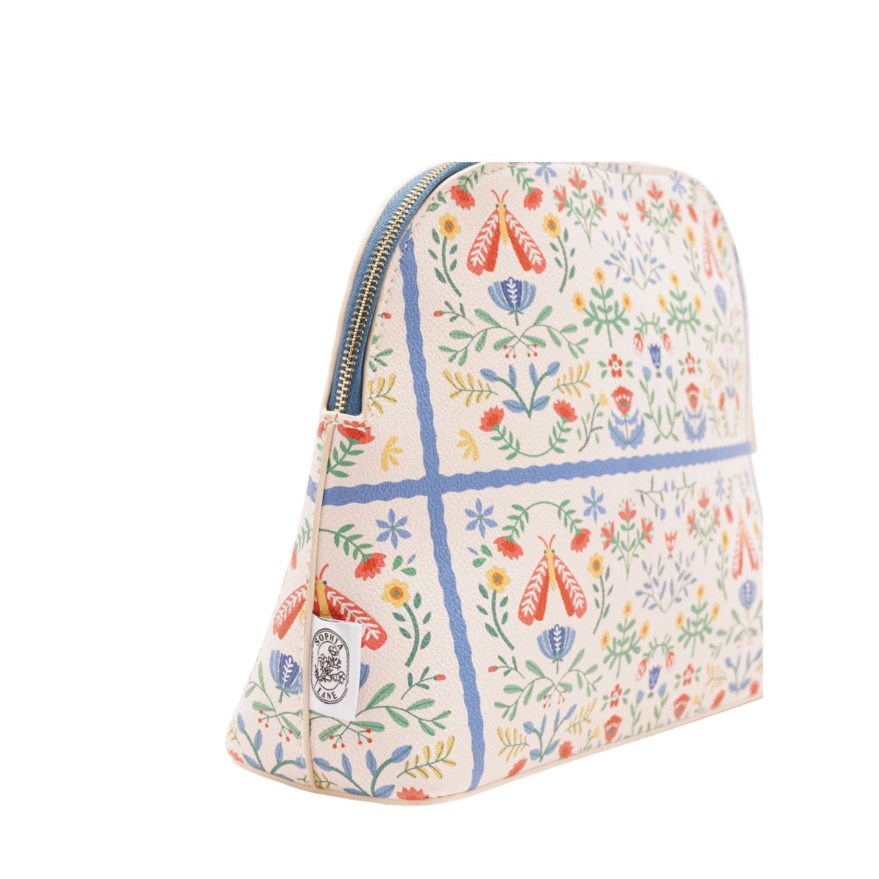 The Sophia Lane Large Floral Make-Up Bag - Cream is a stylish and practical accessory for storing cosmetics and toiletries, ideal for gifting or daily use.