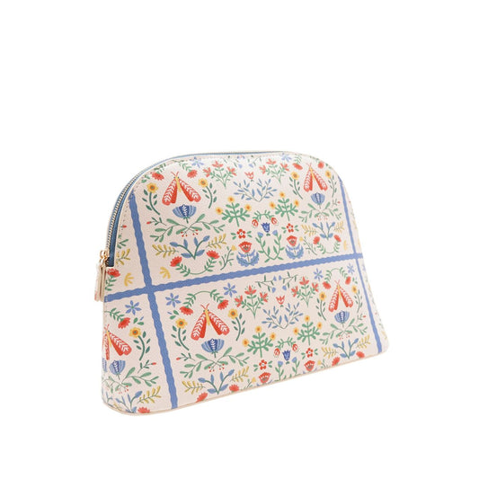 The Sophia Lane Large Floral Make-Up Bag - Cream is a stylish and practical accessory for storing cosmetics and toiletries, ideal for gifting or daily use.