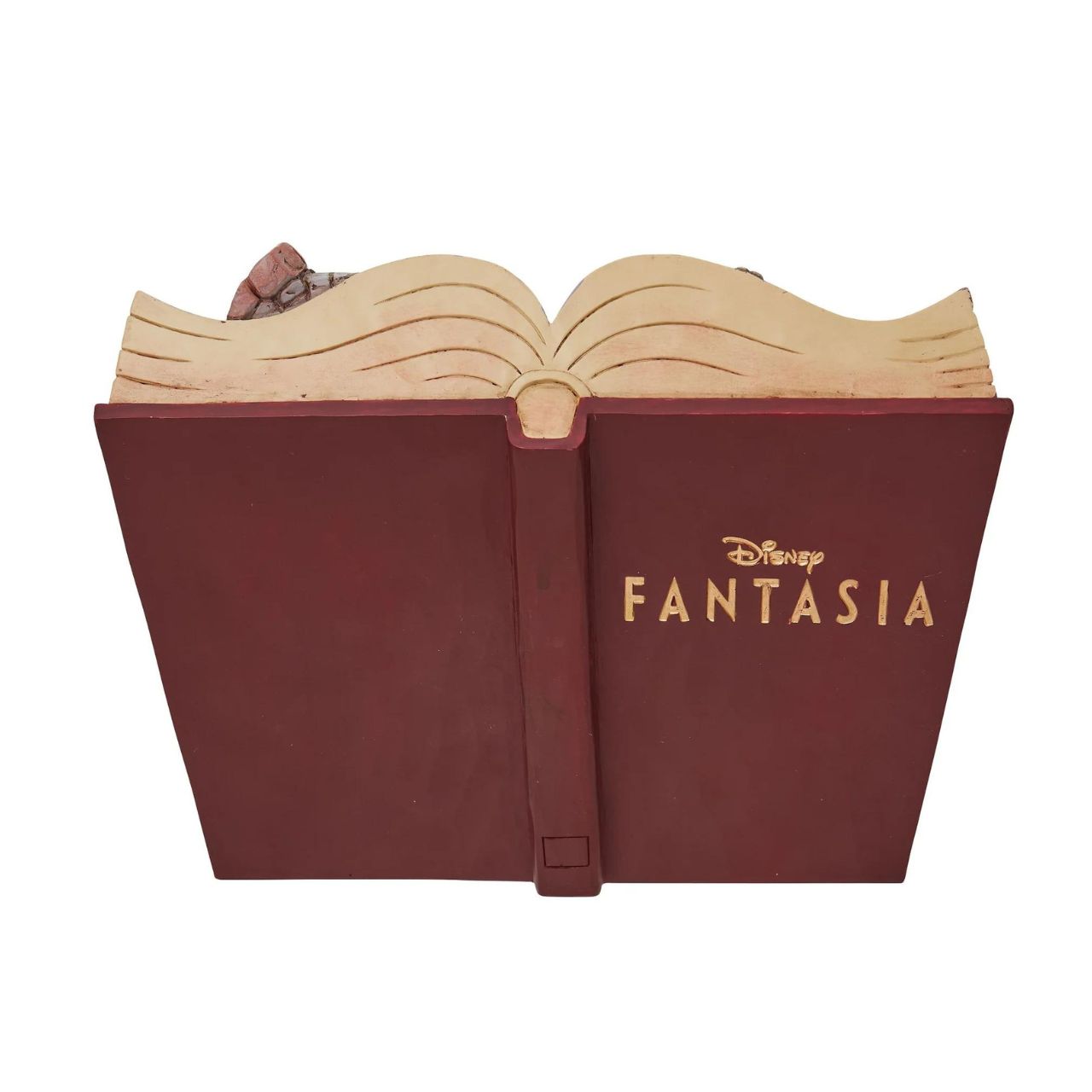 Disney Showcase Sorcerer Mickey Storybook Figurine  Jim Shore re-imagines Fantasia in fantastic fashion in this enchanting statuette by Jim Shore. Mickey Mouse plays sorcerer as he enchants broomsticks to do chores while mentor Yen Sid watches. The complete scene rests inside the pages of a storybook.
