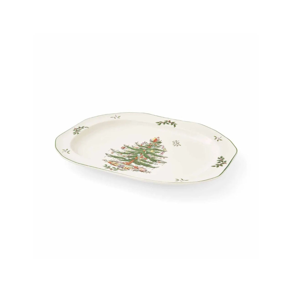 A oval platter with a traditional Christmas look and iconic festive motif