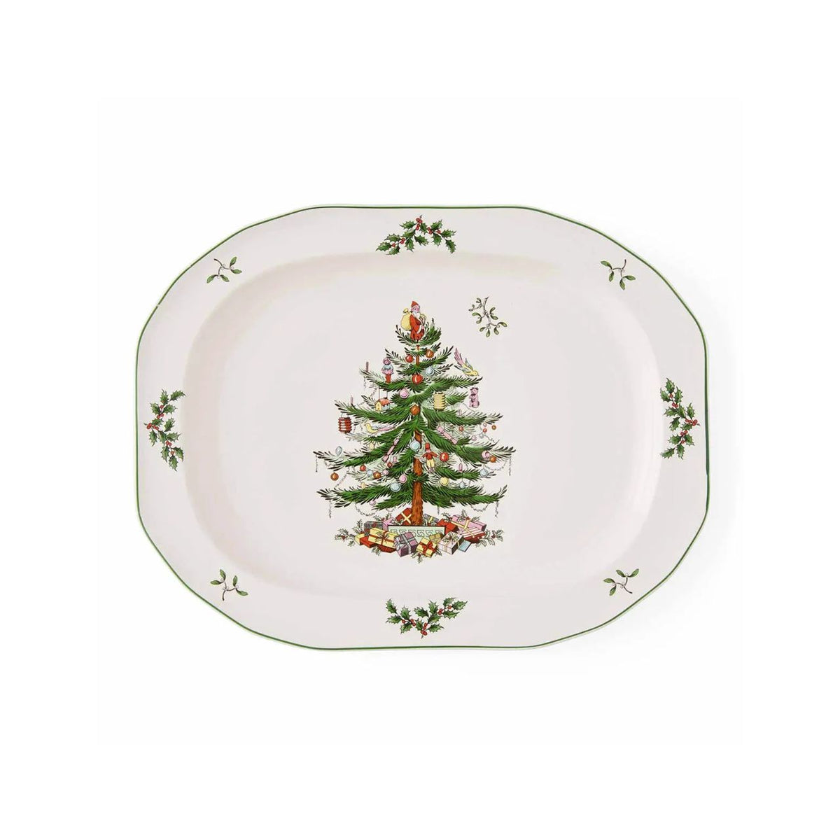 A oval platter with a traditional Christmas look and iconic festive motif