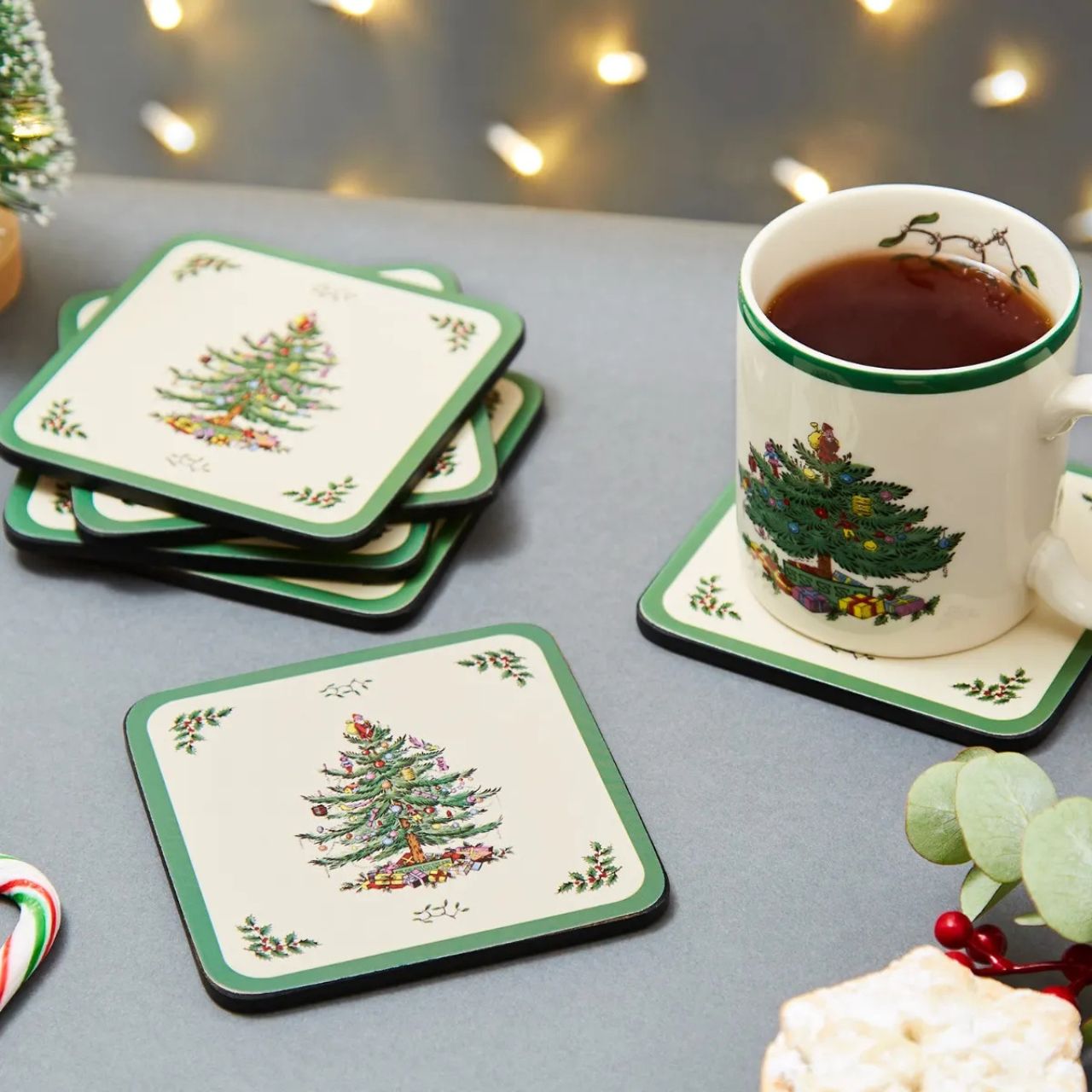 Add these coasters to your collection of Christmas Tree placemats and tableware to create a joyously festive table setting - or dot them on side tables so guests always have somewhere to place their drinks.
