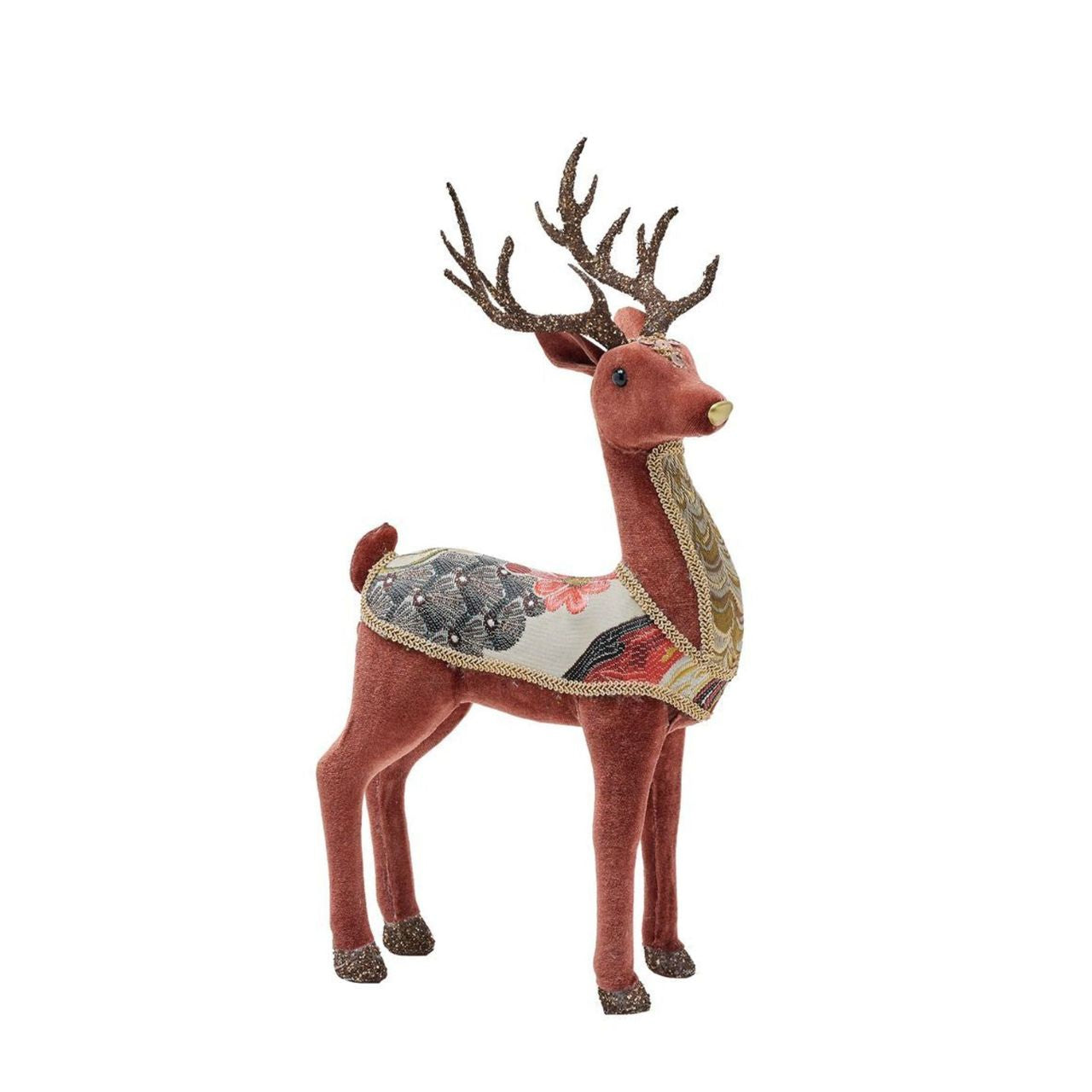 Dress up your deer. This charming deer statue brings character and charm to your home. Handcrafted from durable polyresin with intricate textured detailing, this endearing deer features a cosy knitted scarf, textured antlers and a sweet doe-eyed expression.