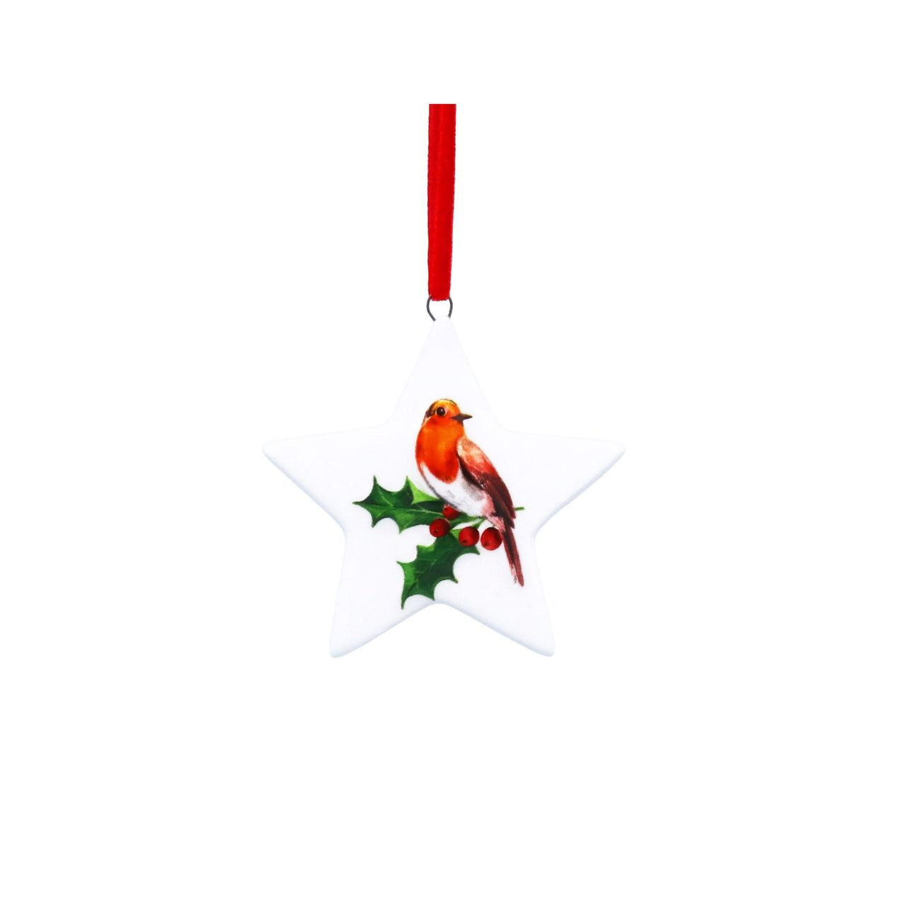 Elevate your holiday décor with the Gisela Graham Robin on Holly Christmas Hanging Ornament. This finely crafted piece features a delicate robin perched amidst vibrant holly leaves and berries, adding a touch of natural elegance to your Christmas tree.