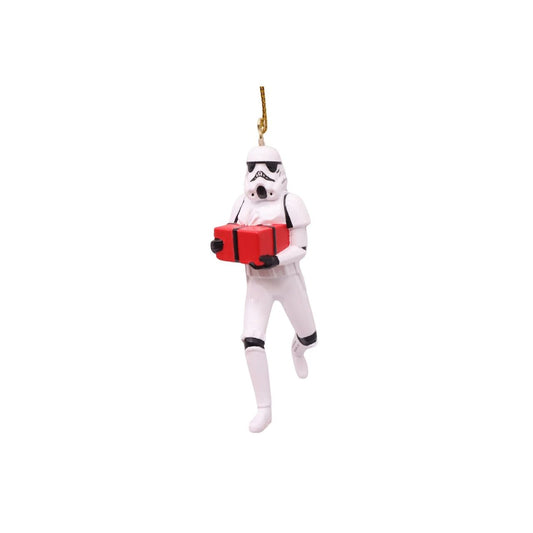 Bring iconic Star Wars style to your Christmas tree with this charming Stormtrooper Present ornament. Standing 10 cm tall, this festive hanging decoration features the beloved character clutching a gift, perfect for fans of the galaxy far, far away.
