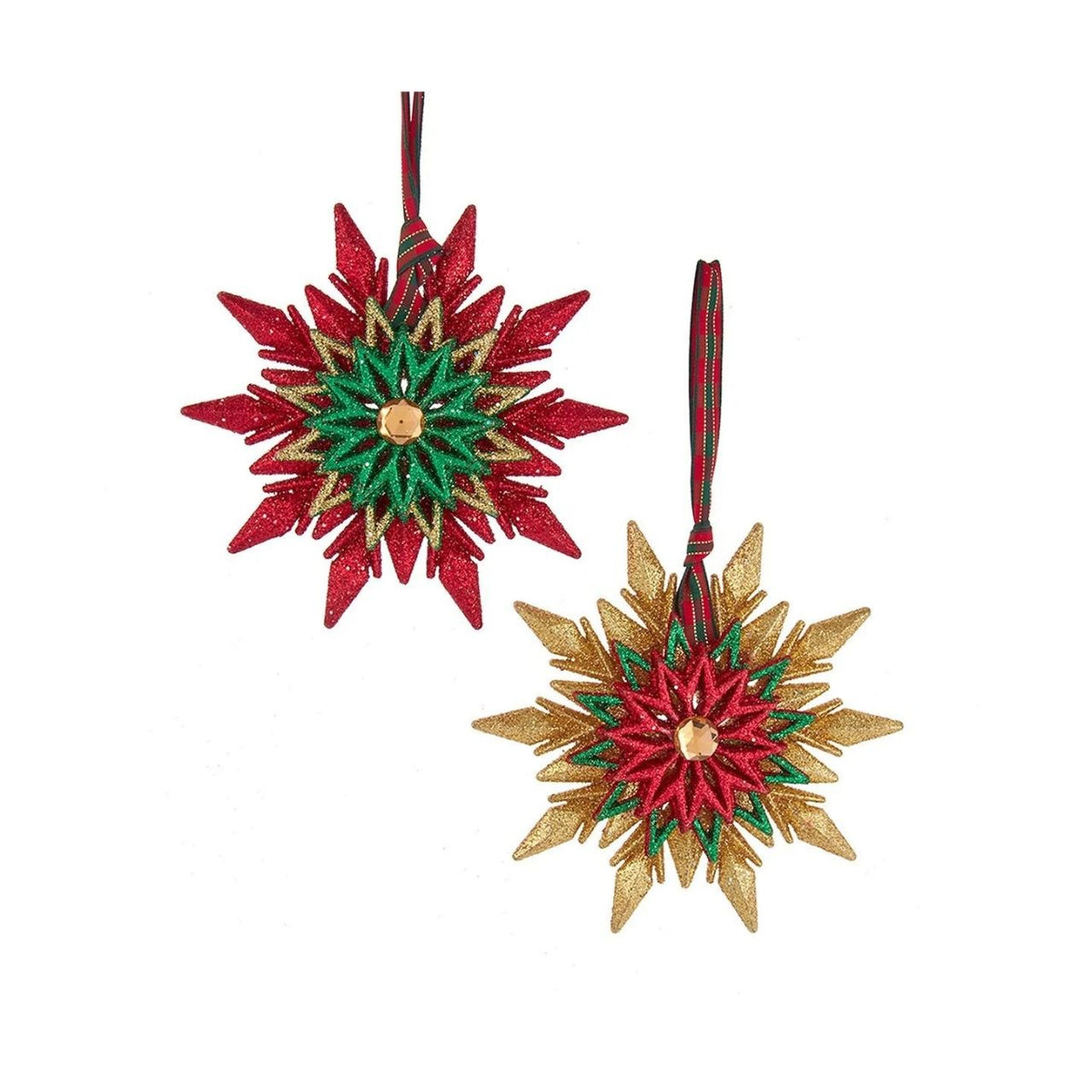 Bring festive sparkle to your Christmas tree with this radiant Star With Glitter Christmas Hanging Ornament. Crafted in rich red, green, and gold tones, this eye-catching decoration features shimmering glitter details that catch the light beautifully. Available in your choice of red or gold finishes to complement any holiday décor theme.