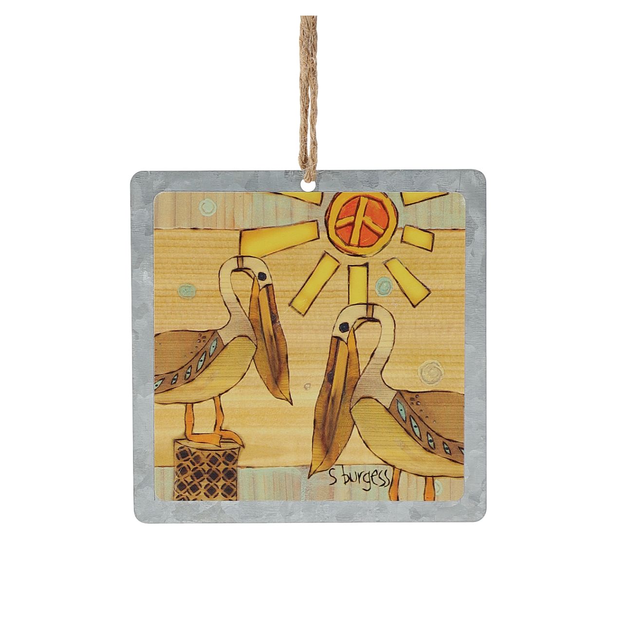 Day at the Beach Tin Hanging Ornament  Painted Peace. Designed by Stephanie Burgess, each colourful piece in the collection has been designed to create feelings of peace and love in your home.