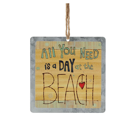 Day at the Beach Tin Hanging Ornament  Painted Peace. Designed by Stephanie Burgess, each colourful piece in the collection has been designed to create feelings of peace and love in your home.