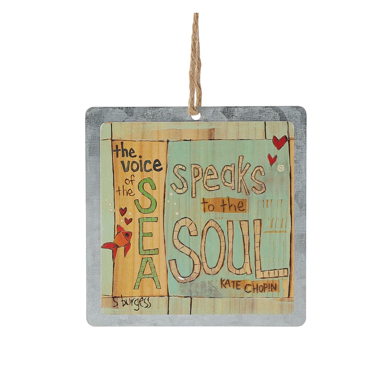 The Voice of the Sea Tin Hanging Ornament  Painted Peace. Designed by Stephanie Burgess, each colourful piece in the collection has been designed to create feelings of peace and love in your home.