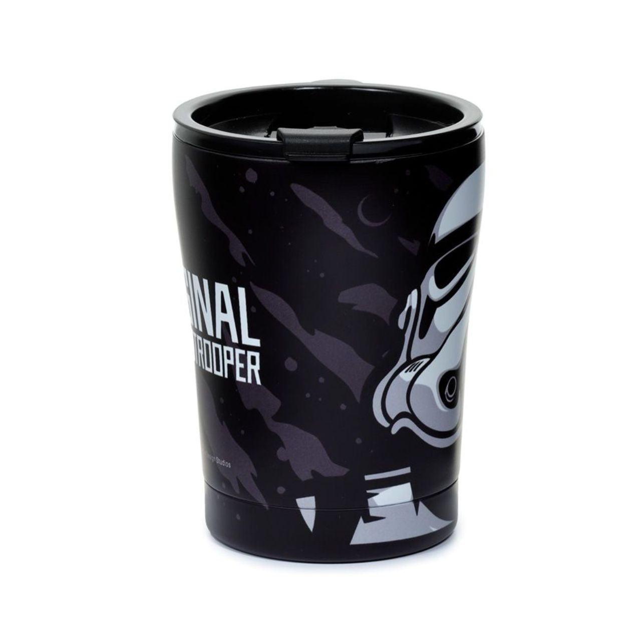 The Original Stormtrooper Hot & Cold Insulated Cup 300ml   Insulated design suitable for hot and cold drinks. Thermal design keeps liquids cold for up to 8 hours or warm for up to 6 hours. The lid has a steam release valve in the centre and a secure flip up cover over the drinking hole.