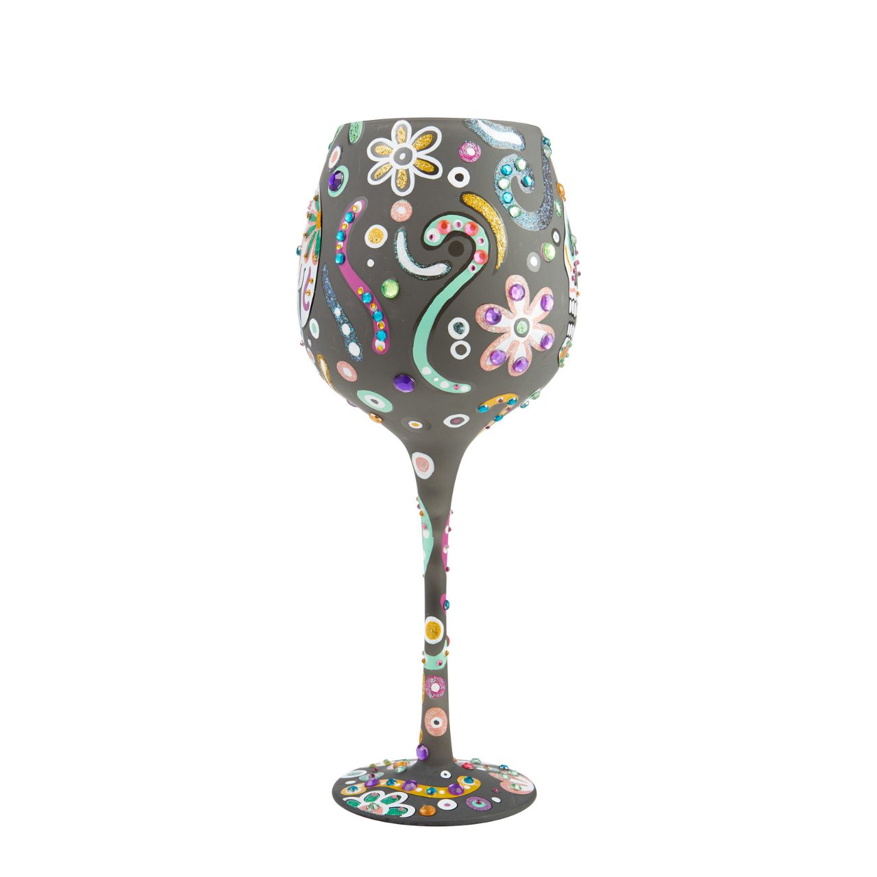 The Sugar Skull is used as a symbol of celebration to honour the lost. Toast to those gone with this spooktacular superbling wine glass. Guaranteed to fill your Halloween night's festivities with just the right combination of spellbinding and spooky. Hand wash only. Securely packaged in a beautiful, decorative gift box.