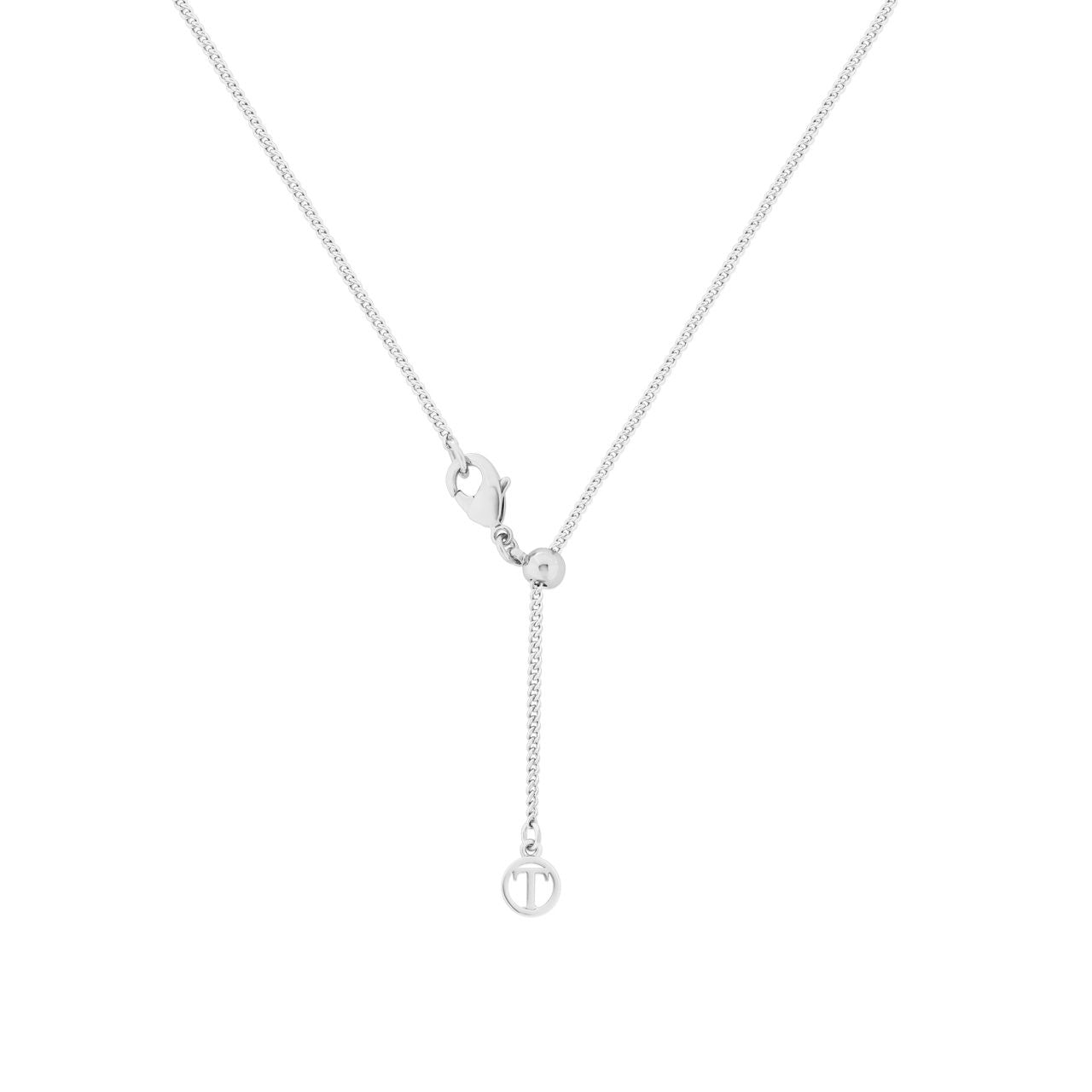 Silver T-Bar Pendant With Six Mini Pearls by Tipperary  This chic, silver T-Bar pendant from Tipperary expertly combines traditional design with a modern twist. With a classic pearl center, this piece adds a timeless sophistication to any outfit. Elevate your style with this high-quality pendant.