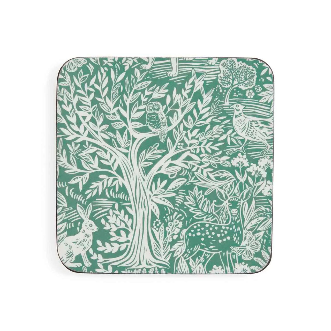 Stunning yet subtle, these hardwearing sage green coasters are full of woodland charm