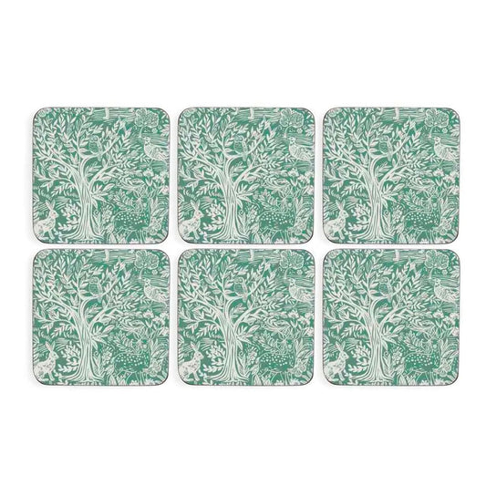 Stunning yet subtle, these hardwearing sage green coasters are full of woodland charm