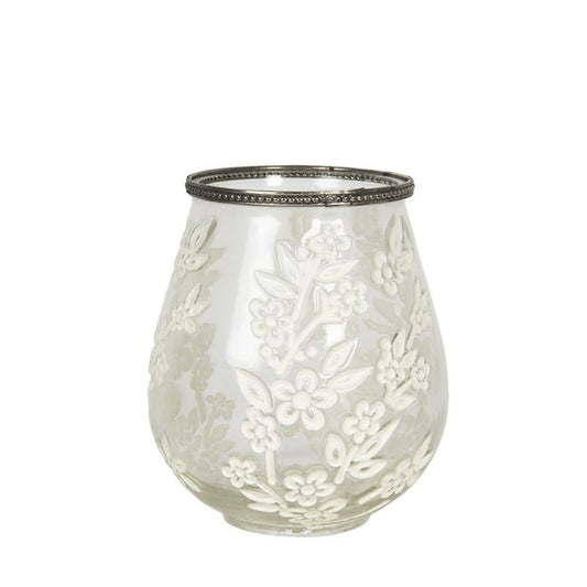 Clayre & Eef Country Style Glass Tea Light Holder Flowers