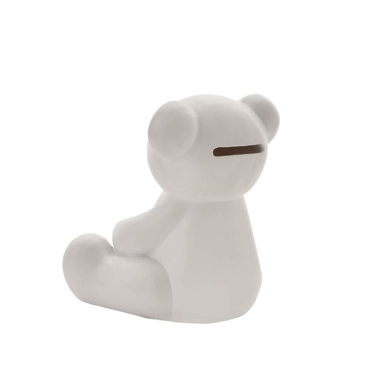 White Resin Money Box - Teddy  A teddy bear shaped resin money box from BAMBINO BY JULIANA.  This wonderful keepsake provides beautiful decoration for the nursery of new family arrivals which will be cherished eternally.