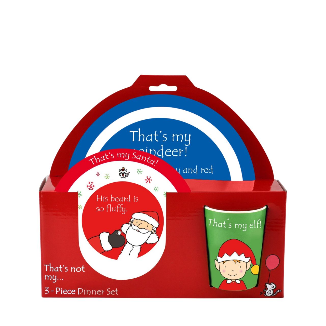 That's Not My Christmas 3 Piece Bamboo Dinner Set  Bring some additional fun to Christmas day by serving your little one's Christmas dinner on this vibrant and fun 3-piece dinner set.