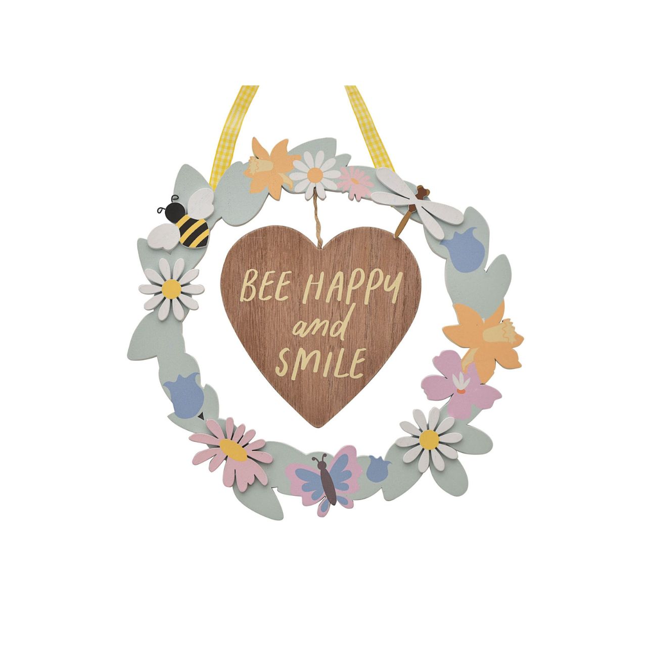 The Cottage Garden Wreath Plaque "Bee Happy"