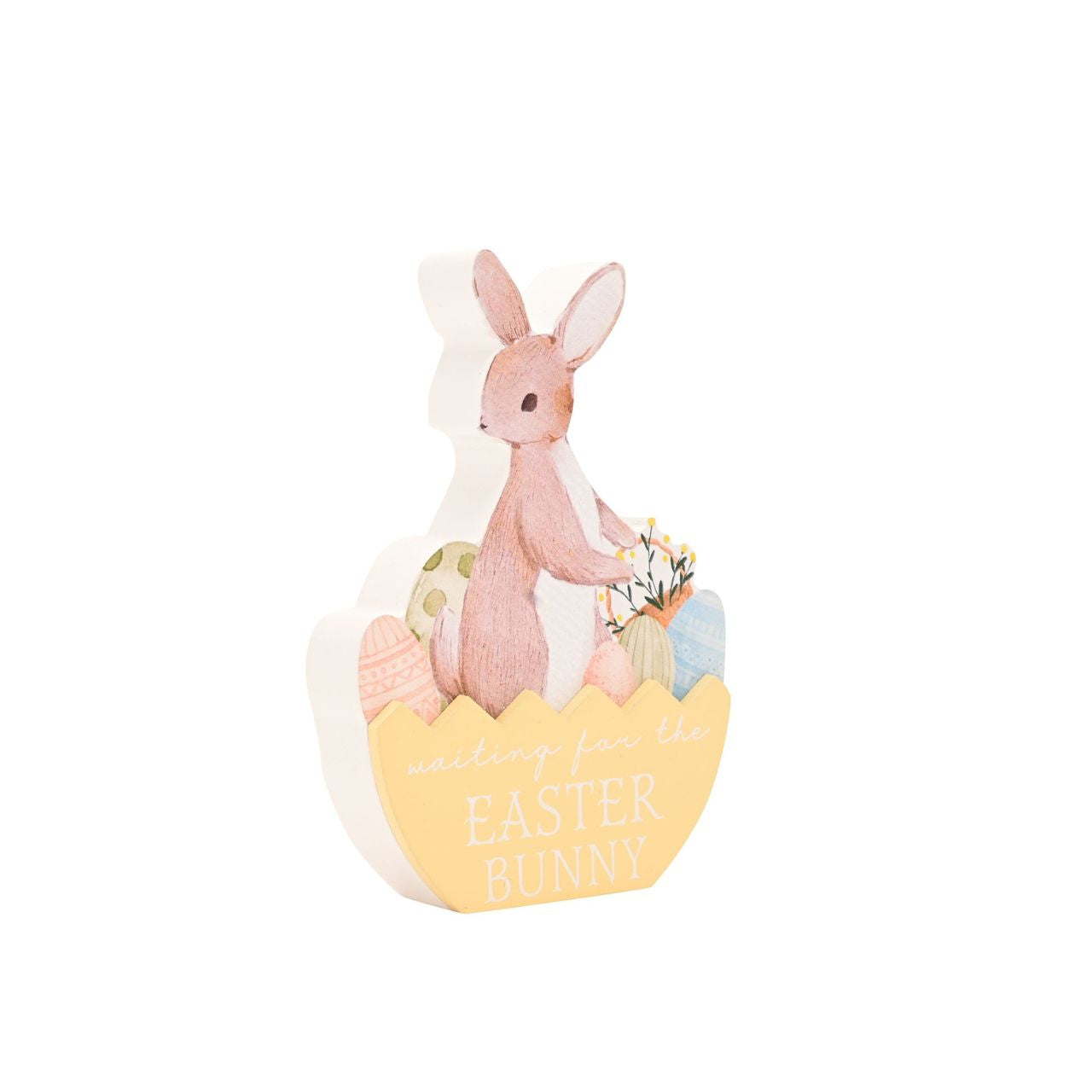 The Eggs-traordinary Gifting Co ‘Waiting For The Easter Bunny’ Plaque is a characterful decorative accent designed for seasonal displays.