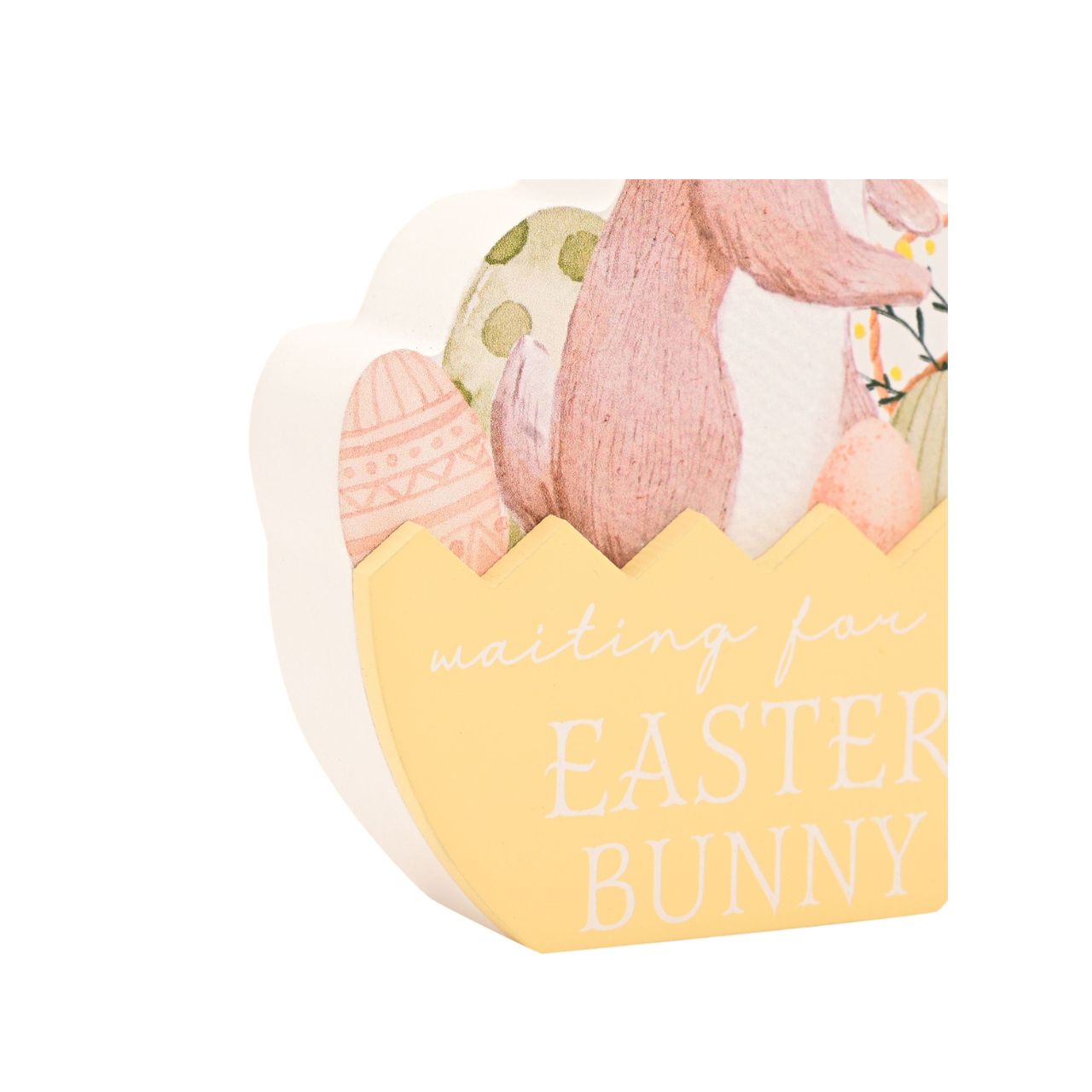 The Eggs-traordinary Gifting Co ‘Waiting For The Easter Bunny’ Plaque is a characterful decorative accent designed for seasonal displays.