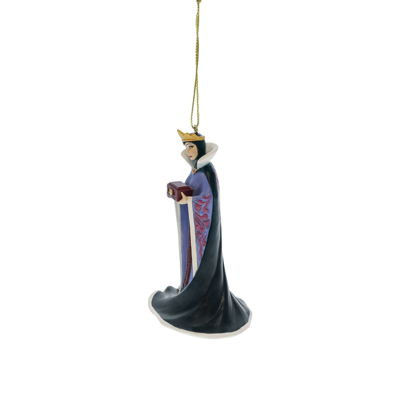 The Evil Queen from Disney's first feature length film "Snow White and the Seven Dwarfs" has been hand crafted into a hanging ornament, perfect to add a little bit of villainy to your Christmas tree.