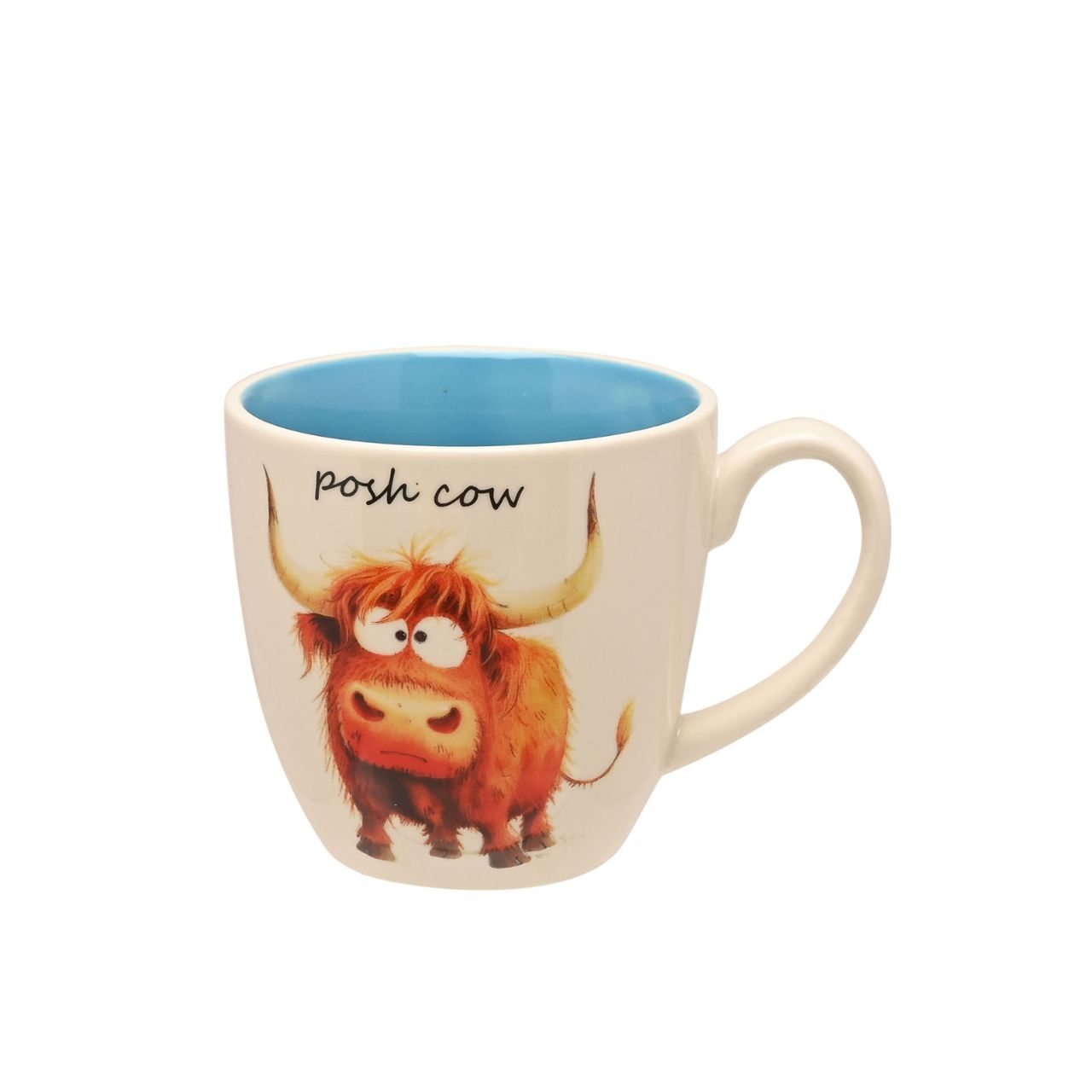 The Funny Farm Mug - "Posh Cow" adds farmyard glamour to tea breaks with its charming Highland cow design, capturing the playful spirit of this beloved collection.