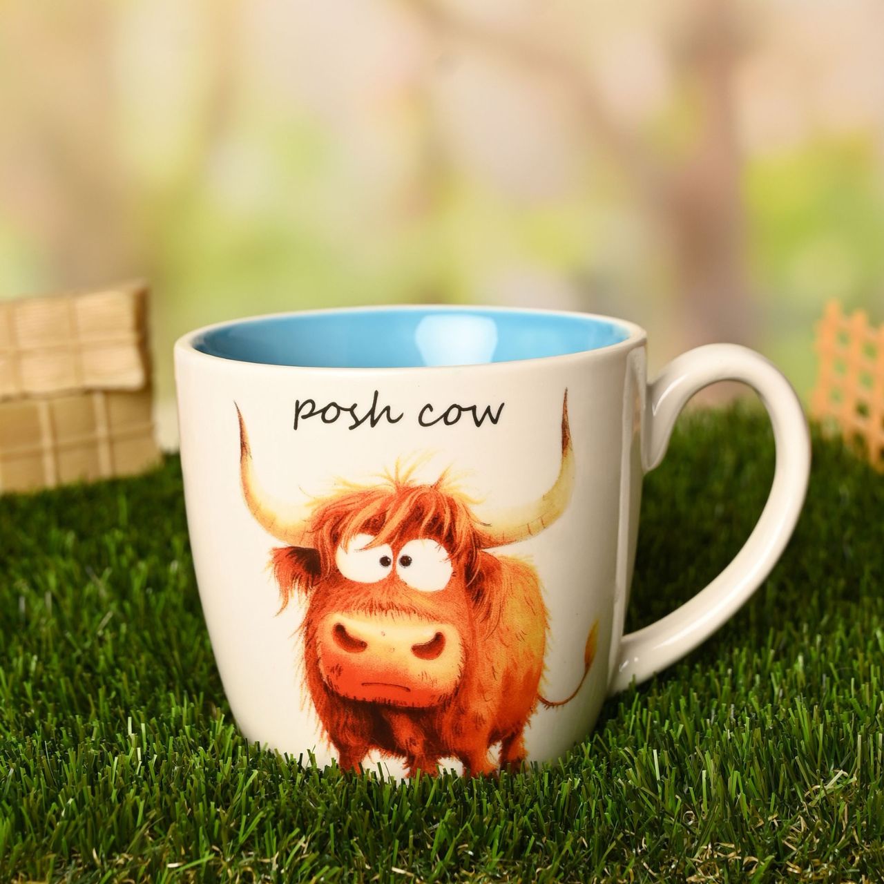 The Funny Farm Mug - "Posh Cow" adds farmyard glamour to tea breaks with its charming Highland cow design, capturing the playful spirit of this beloved collection.