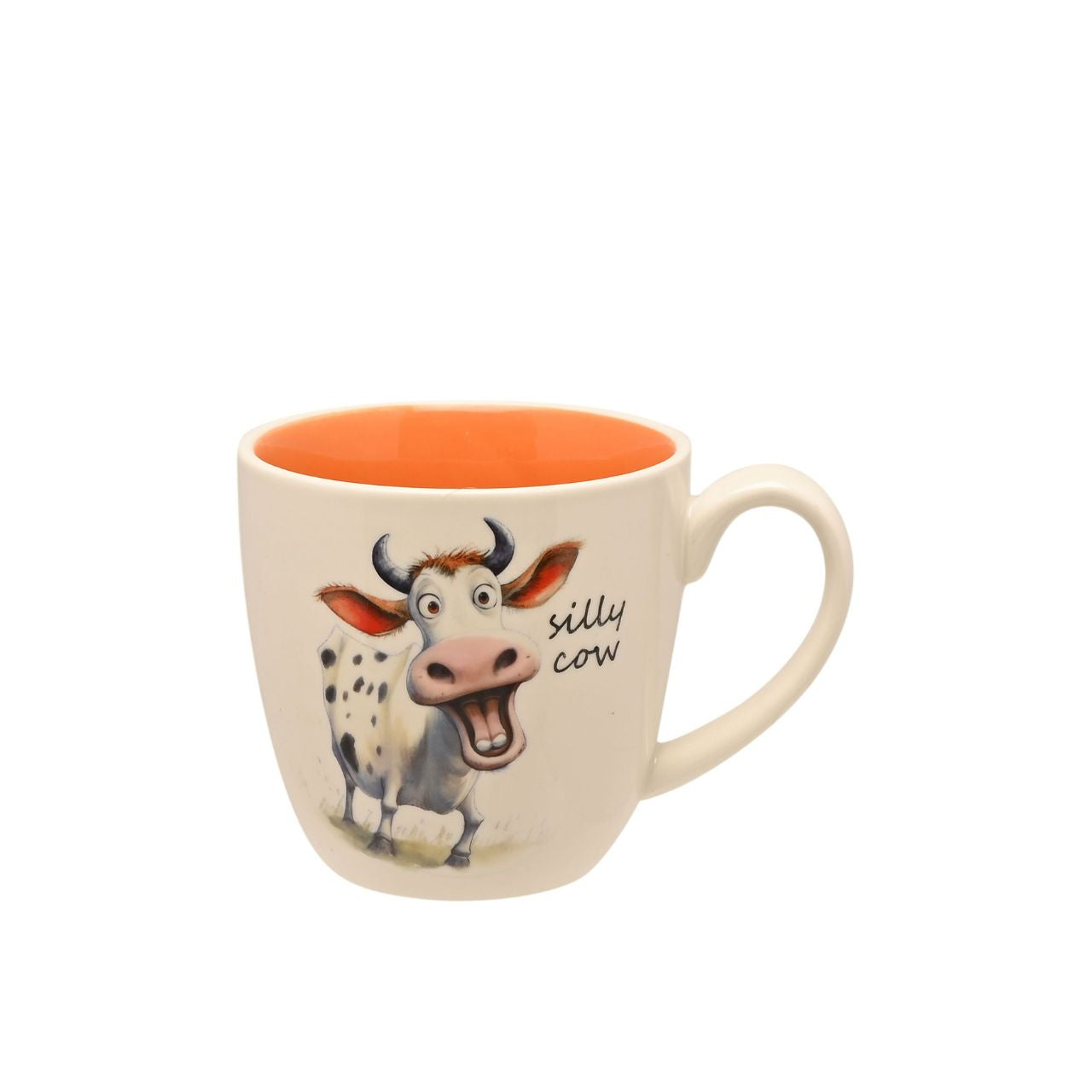 The Funny Farm Mug - "Silly Cow" brings farmyard fun to the breakfast table with a charming illustrated cow character that captures the playful spirit of country living.