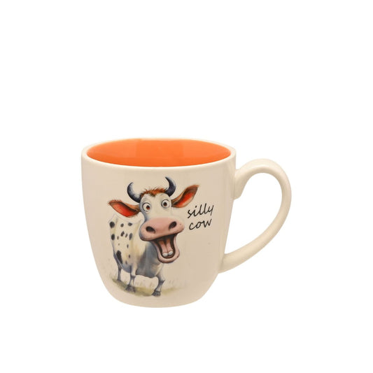 The Funny Farm Mug - "Silly Cow" brings farmyard fun to the breakfast table with a charming illustrated cow character that captures the playful spirit of country living.