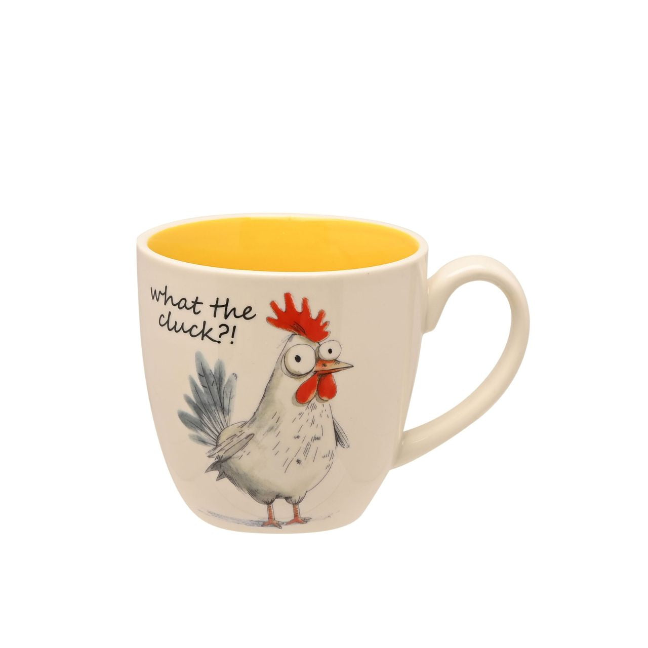 The Funny Farm Mug - "What the Cluck" brings farmyard fun to the morning cuppa, featuring an expressive rooster character that captures the playful spirit of this much-loved collection.