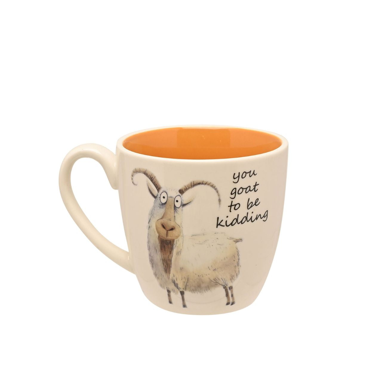The Funny Farm Mug - "You Goat to be Kidding" brings farmyard fun to the table with its cheeky caption and playful goat illustration, capturing the spirit of this beloved collection.