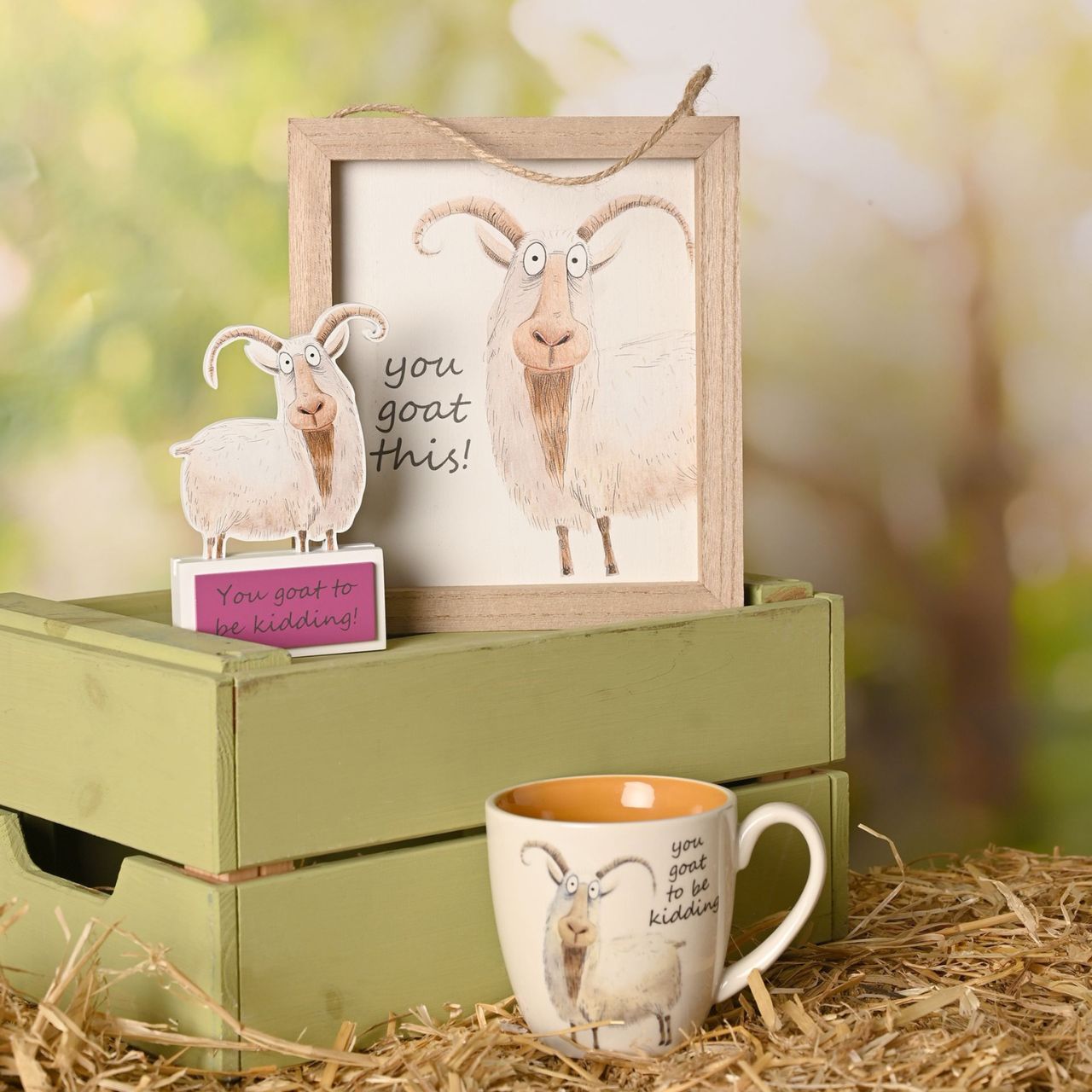The Funny Farm Mug - "You Goat to be Kidding" brings farmyard fun to the table with its cheeky caption and playful goat illustration, capturing the spirit of this beloved collection.