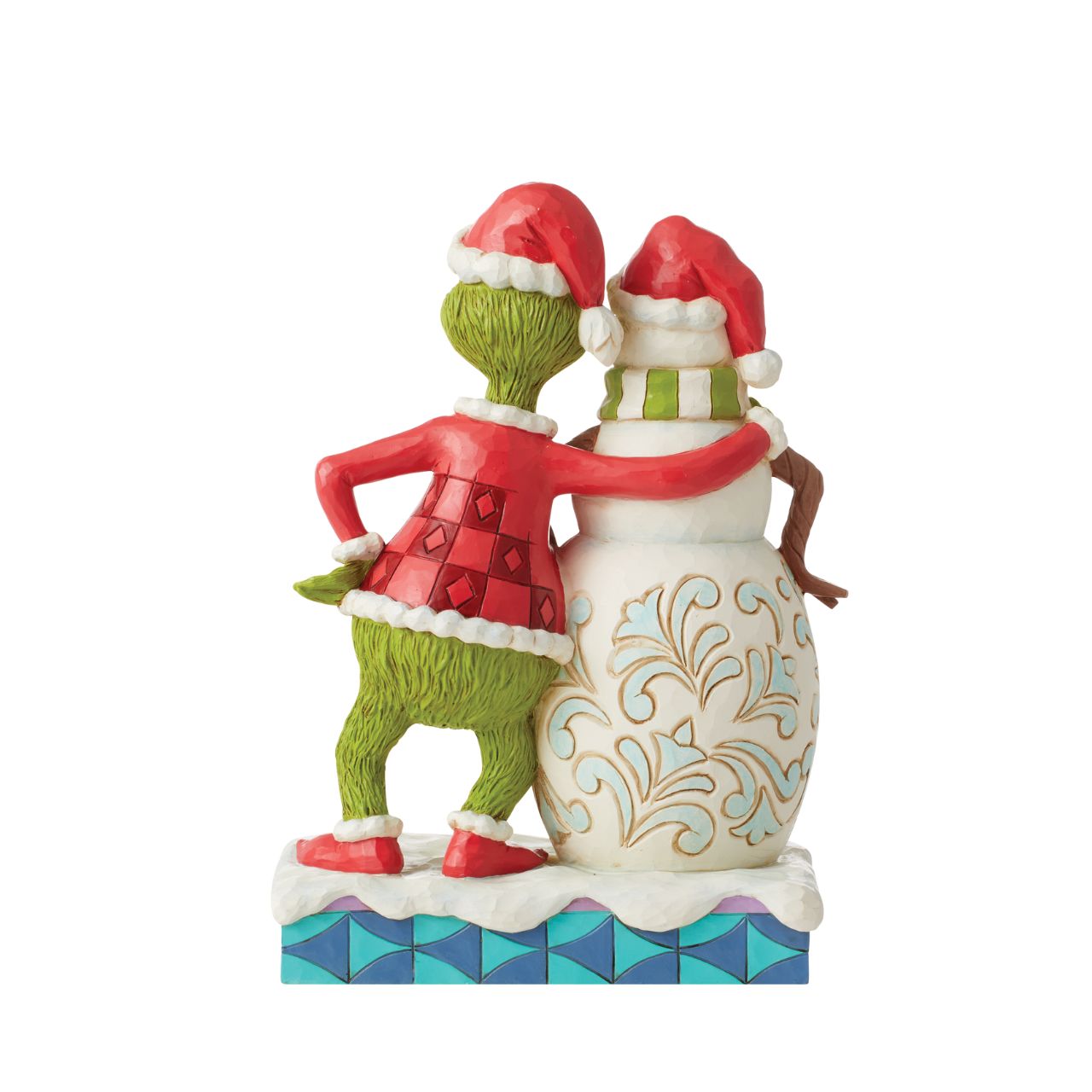 The Grinch with Grinchy Snowman  Designed by award-winning artist and sculptor Jim Shore for The Grinch. Item is supplied in branded gift packaging. Unique variations should be expected as product is hand painted.