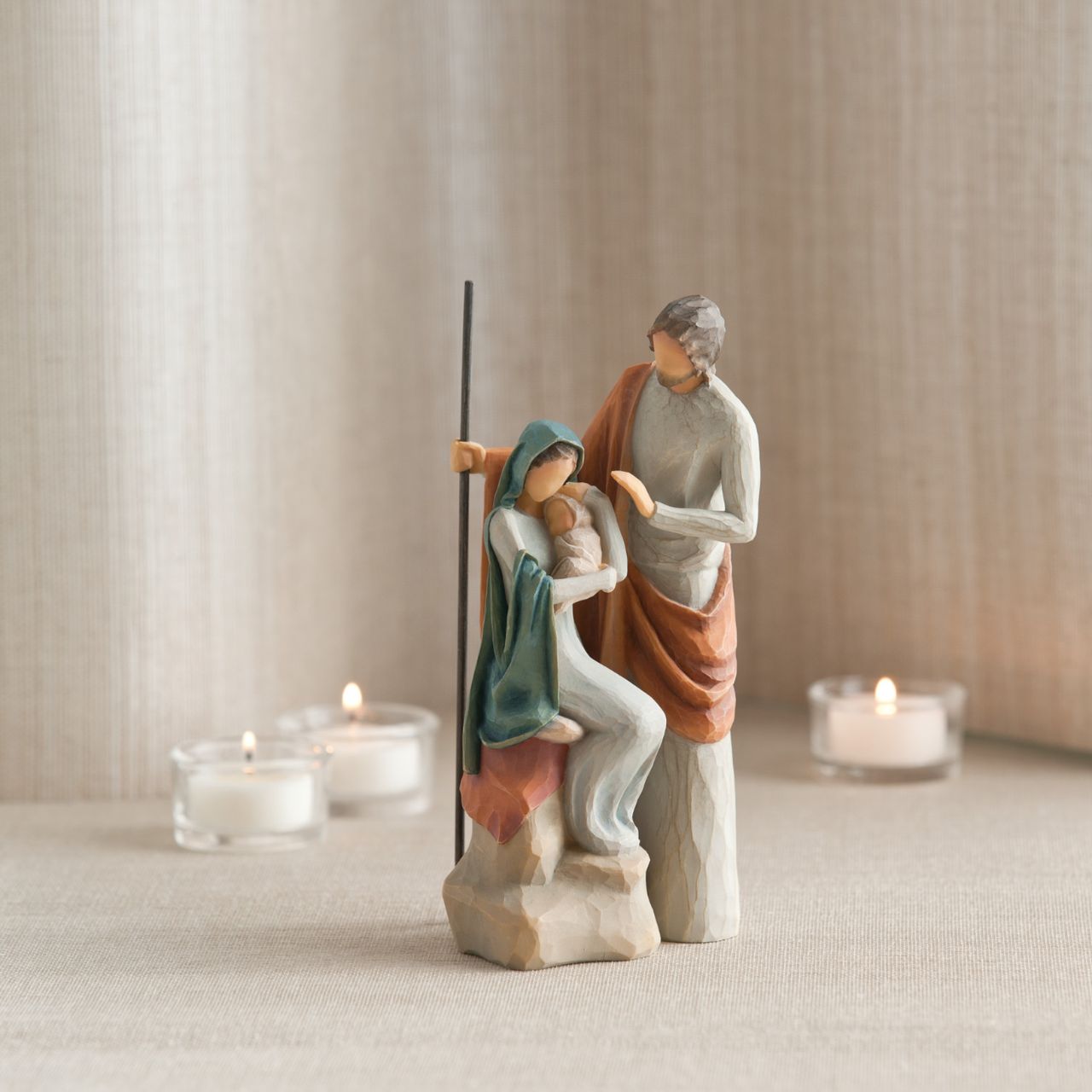 Willow Tree is an intimate line of figurative sculptures representing sentiments of love, closeness, healing, courage, hope...all the emotions we encounter in life. In response to requests for a small-scale nativity, Susan created this intimate rendering, measuring 19.0cm tall sculpture.